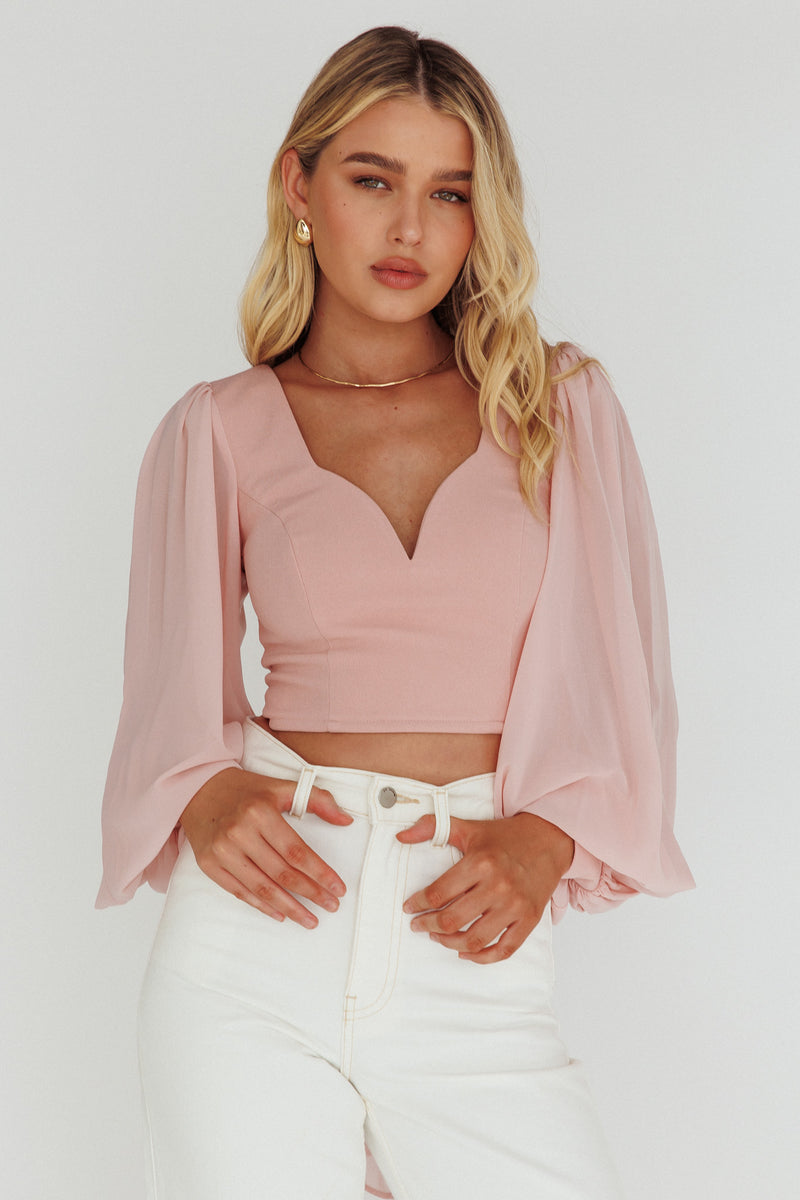 SIGNIFICANT OTHER Womens Orange Stretch Pleated Tie Pouf Sleeve Sweetheart Neckline Evening Crop Top main image 1
