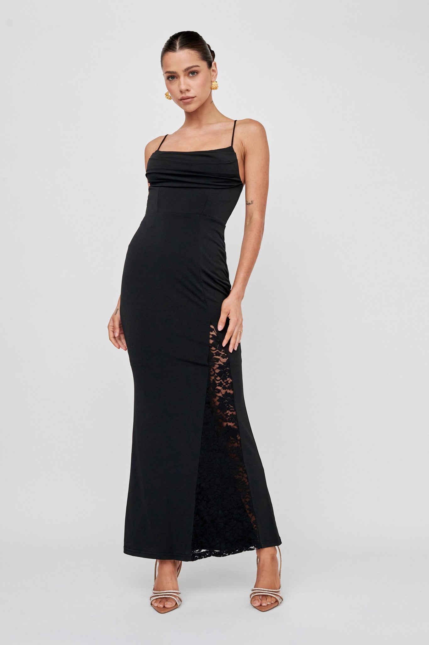 slim fit dress slacks Well Versed Lace Split Maxi Dress Black– Selfie Leslie