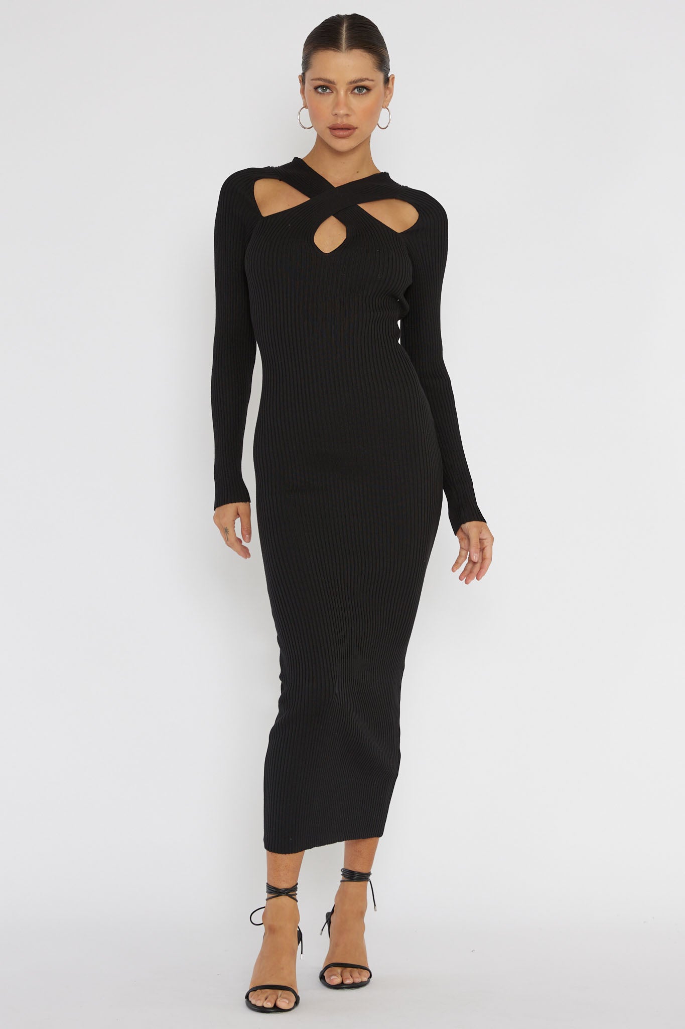 black knitted cut out bodycon dress Victor Glemaud