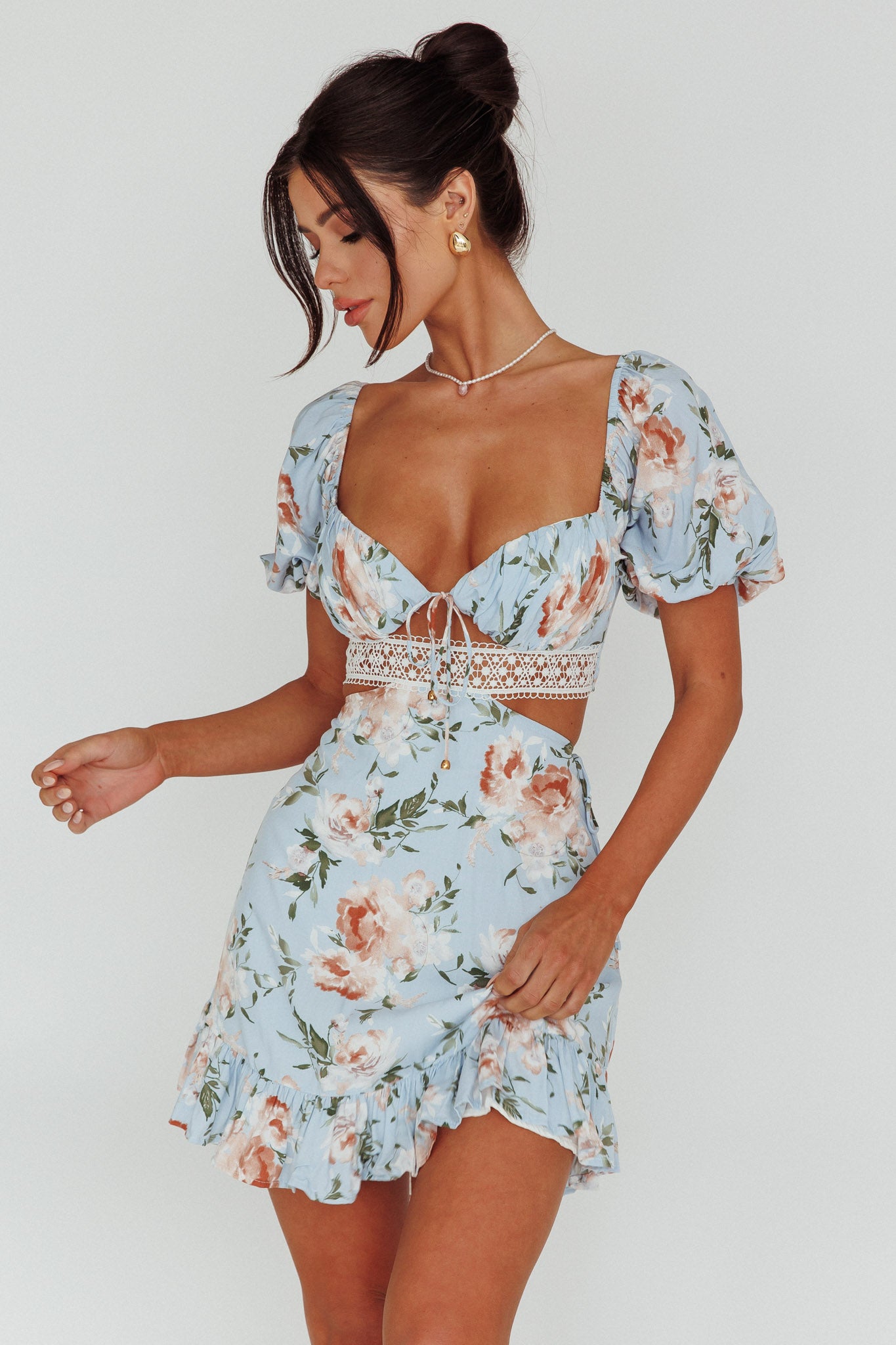 blue cutout mini dress Sweet Romance Cut-Out Mini Dress Blue