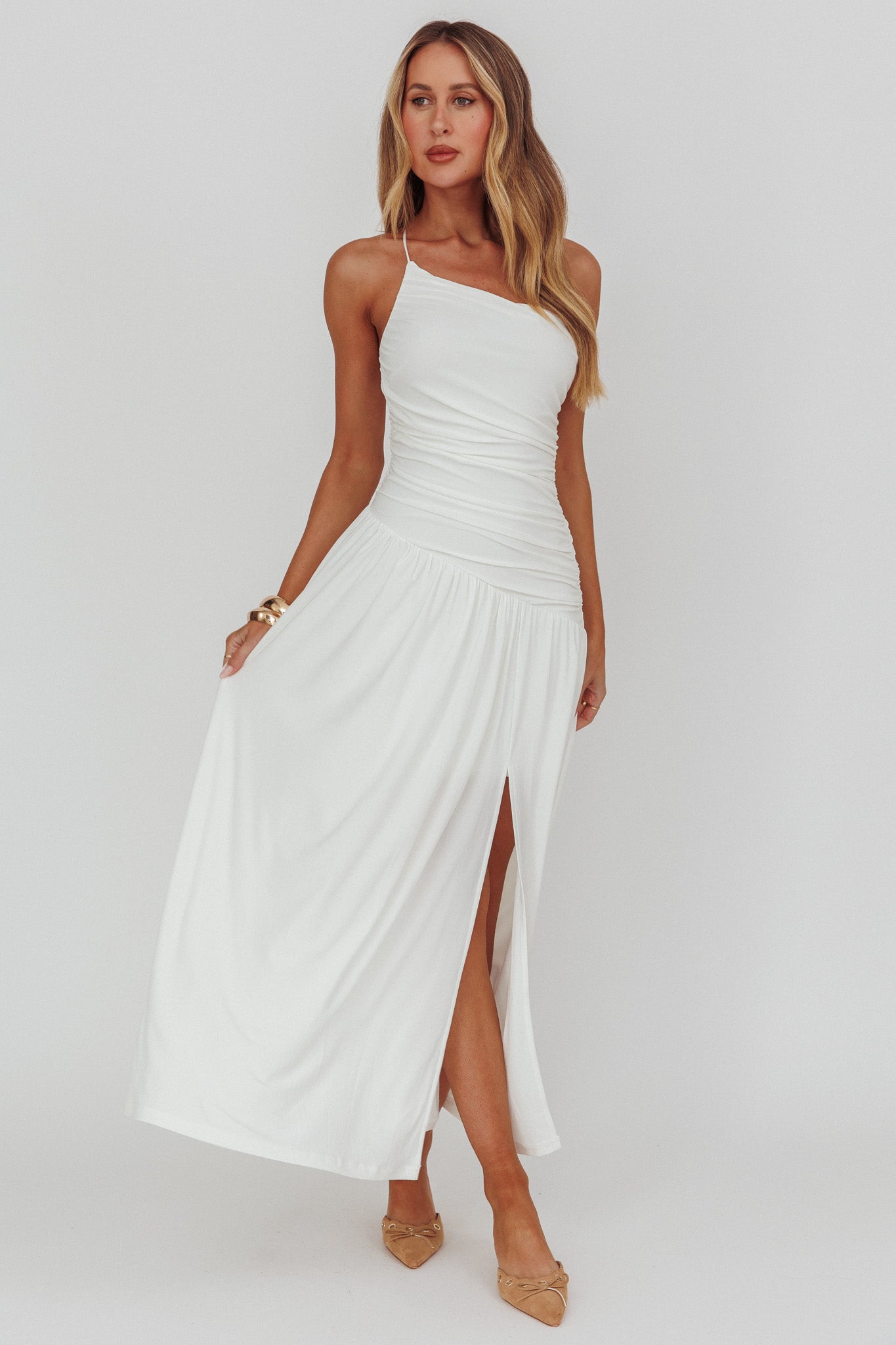 Destination One-Shoulder Maxi Dress White - L Destination One-Shoulder Maxi Dress White - L