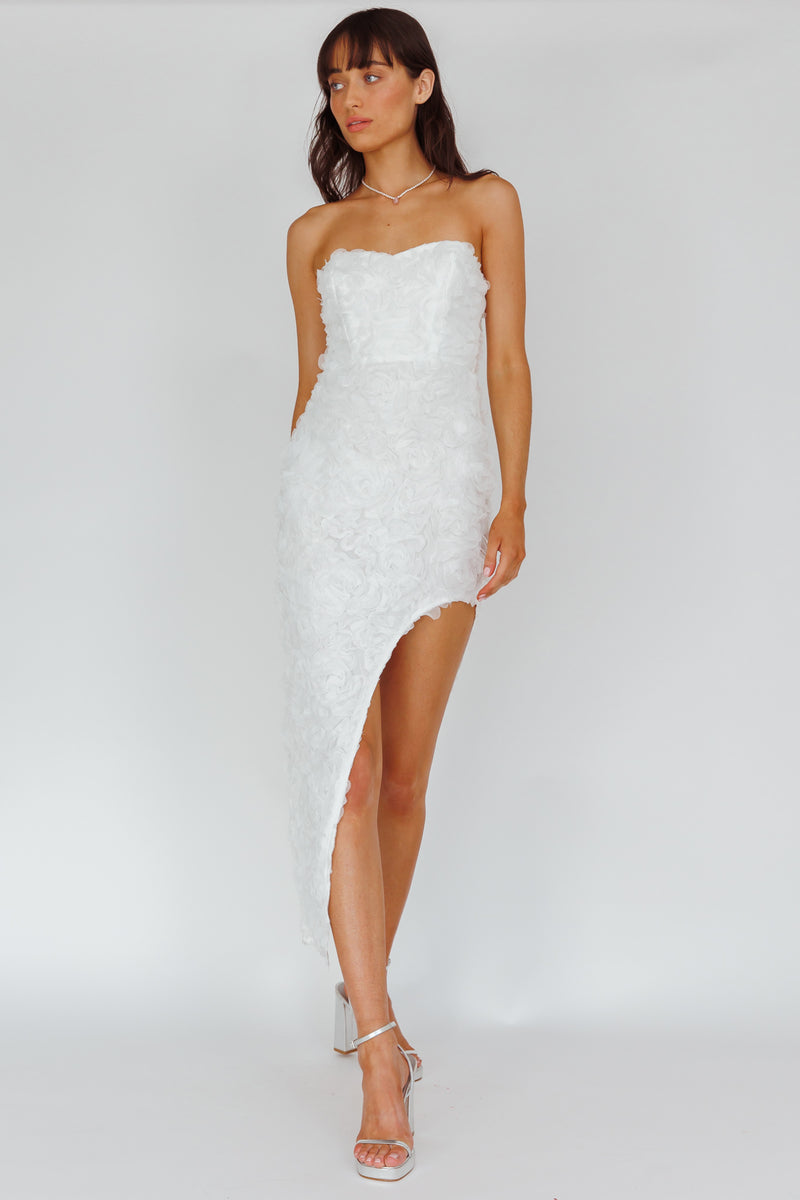 In Paris Embellished Flower Mini Dress White