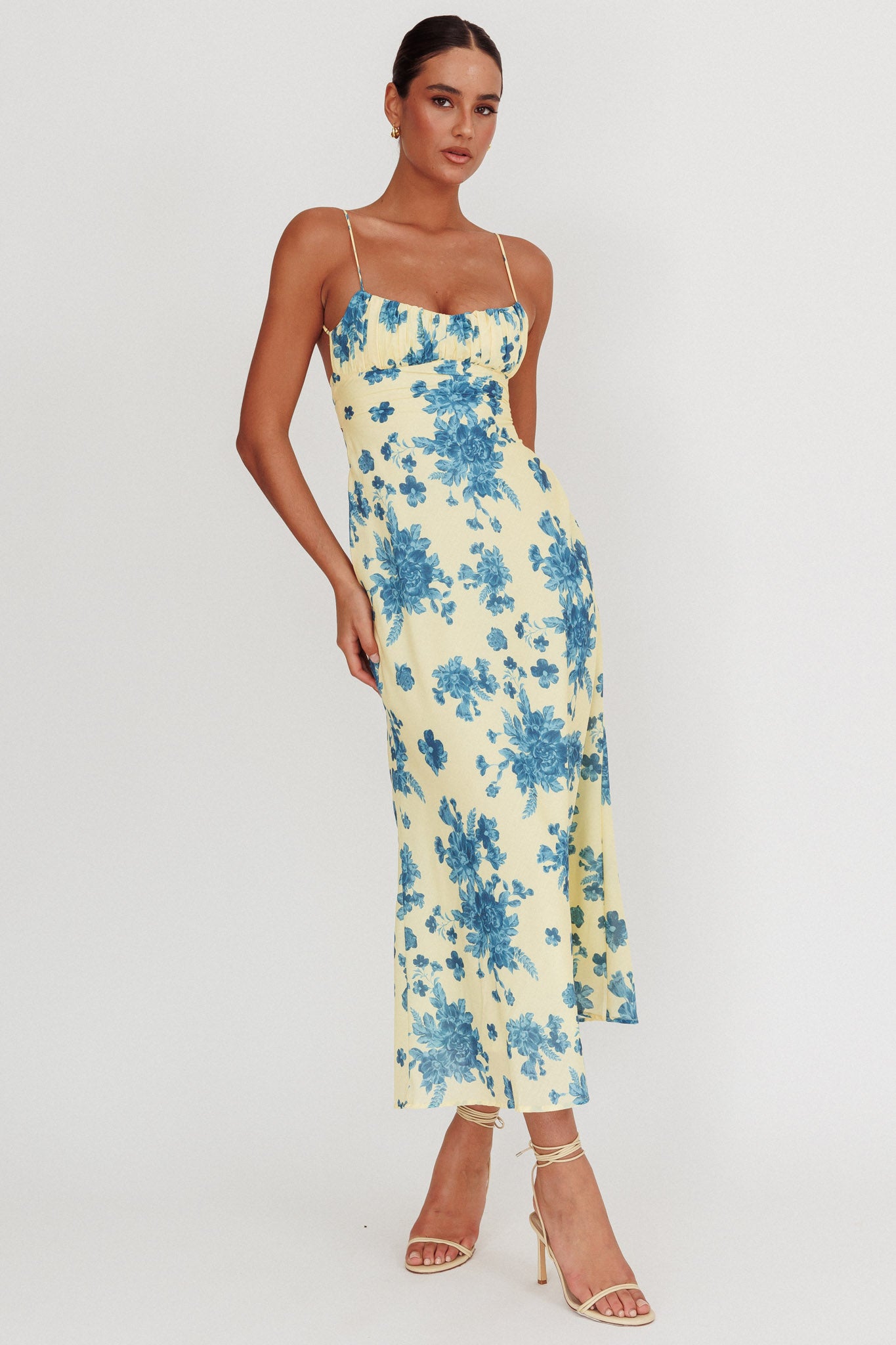 Nerida Low Back Twist Floral Maxi Dress Yellow - XL Nerida Low Back Twist Floral Maxi Dress Yellow - XL