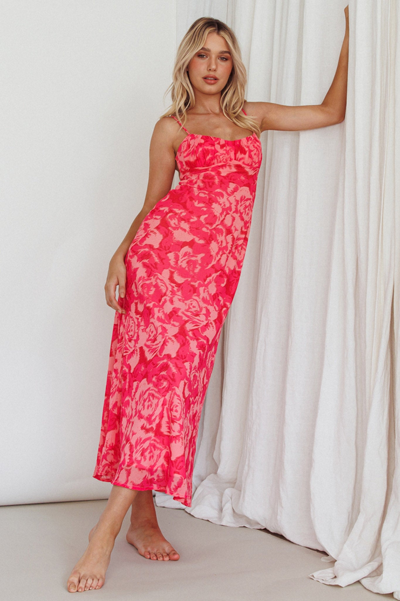 Selfie Leslie Dark Rose Maxi Dress Damsel Reverse Halter Mesh Maxi Dress  Flower Black Selfie Leslie