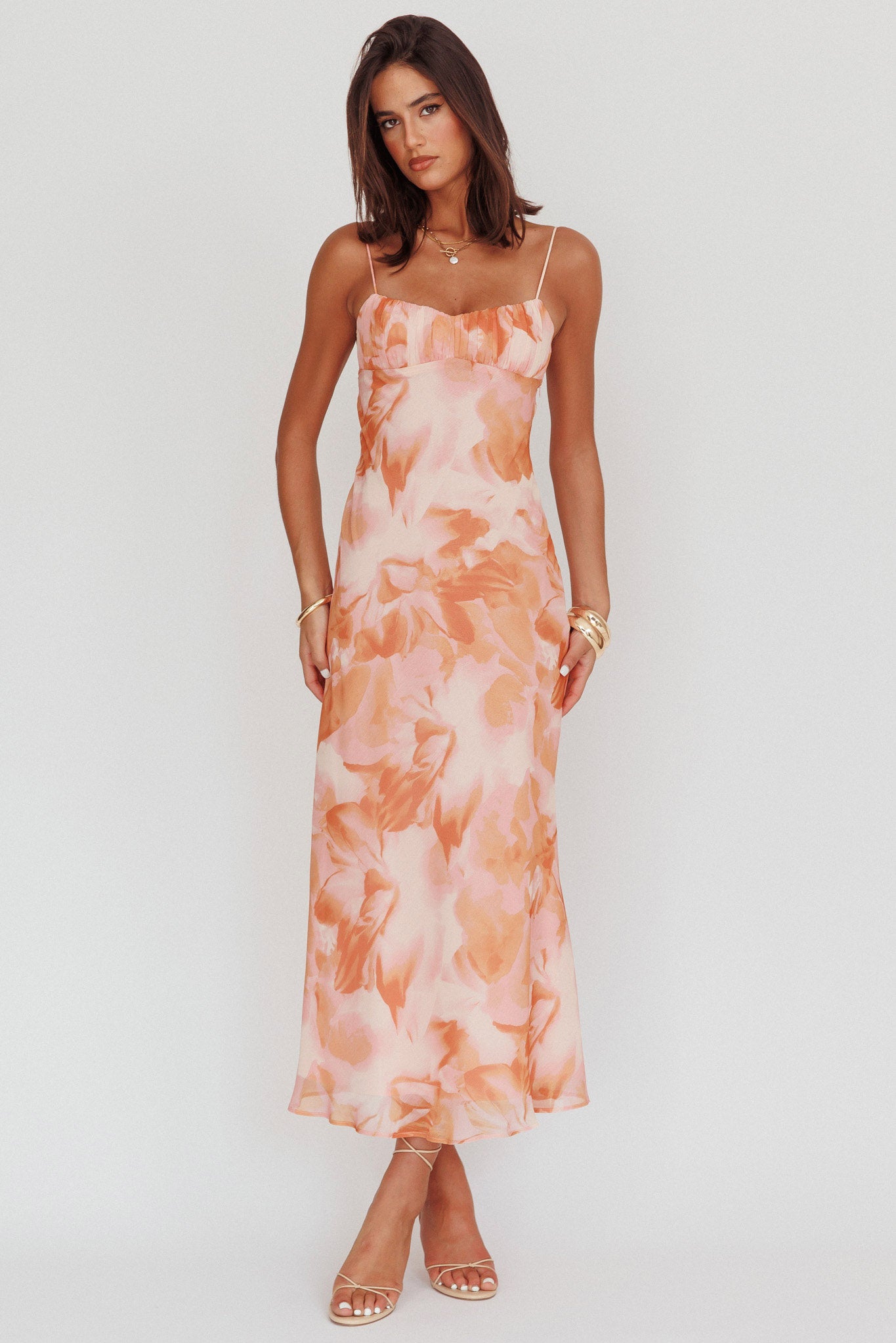na kd fashion orange striped low back maxi dress Asymmetric Neckline Maxi Dress - Kaftans - Orange