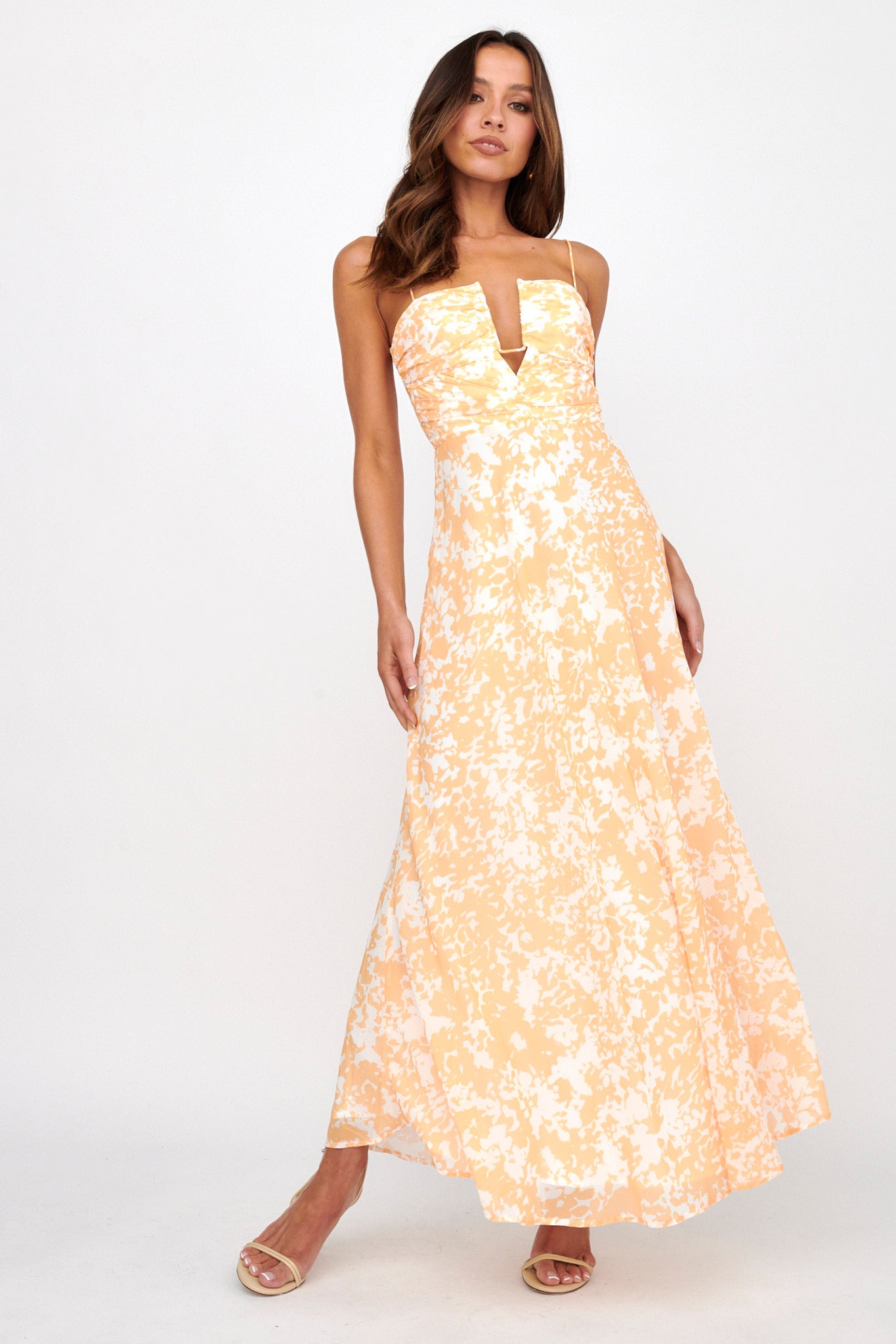 huda maxi dress Huda U-Wire Bust Low Back Maxi Dress Yellow