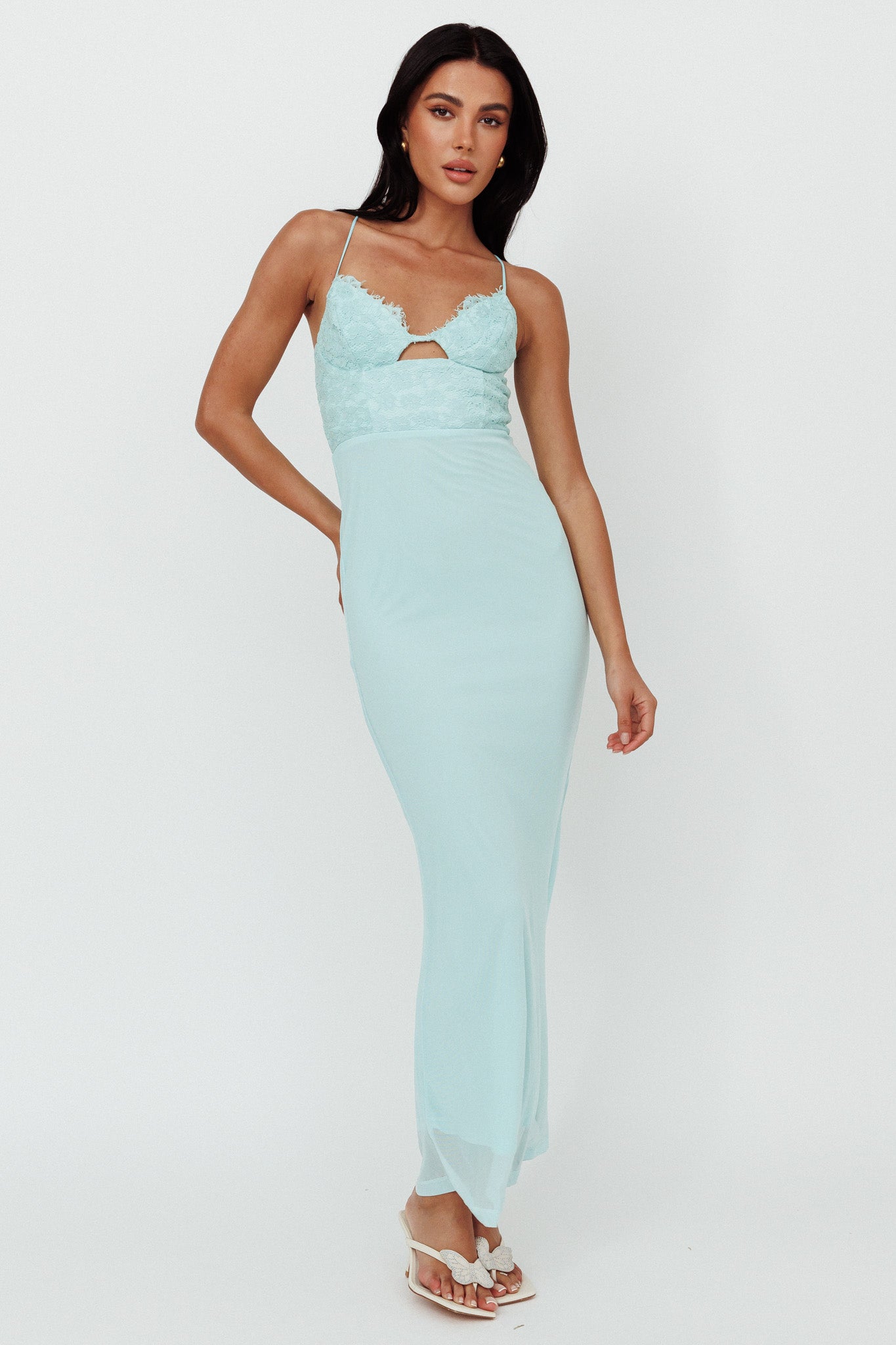 knee length dresses for ladies Modern Love Lace Bodice Maxi Dress Mint