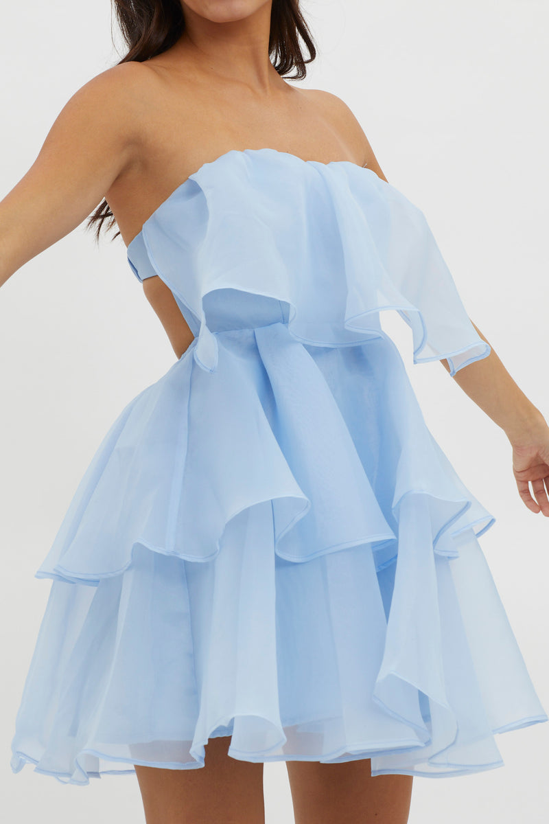 Behati Tiered Layer Strapless Dress White