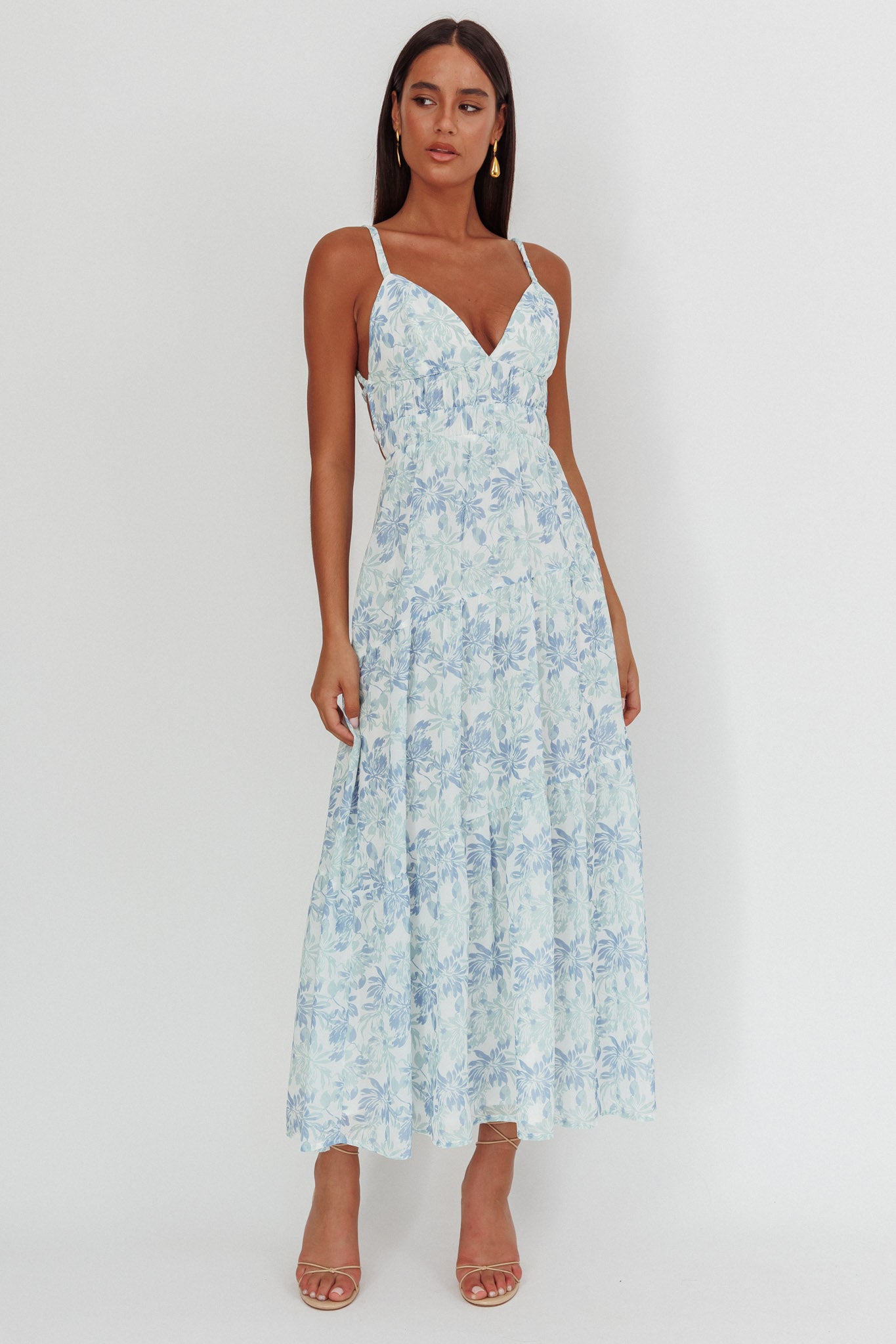 South Pacific Strappy Back Maxi Dress Floral Blue– Selfie Leslie
