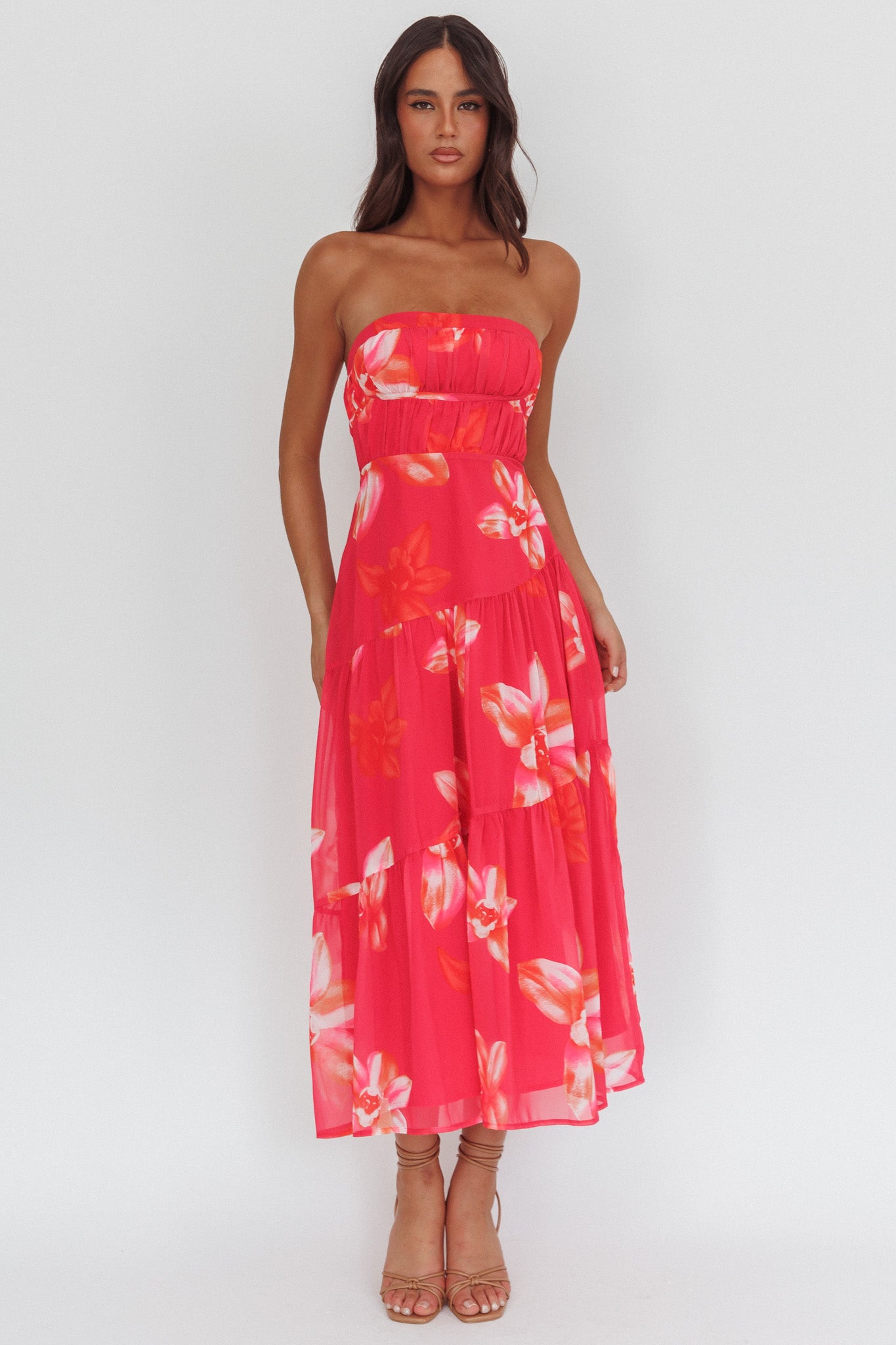 selfie leslie pink strapless dress She Is Button Front Strapless Maxi Dress Pink