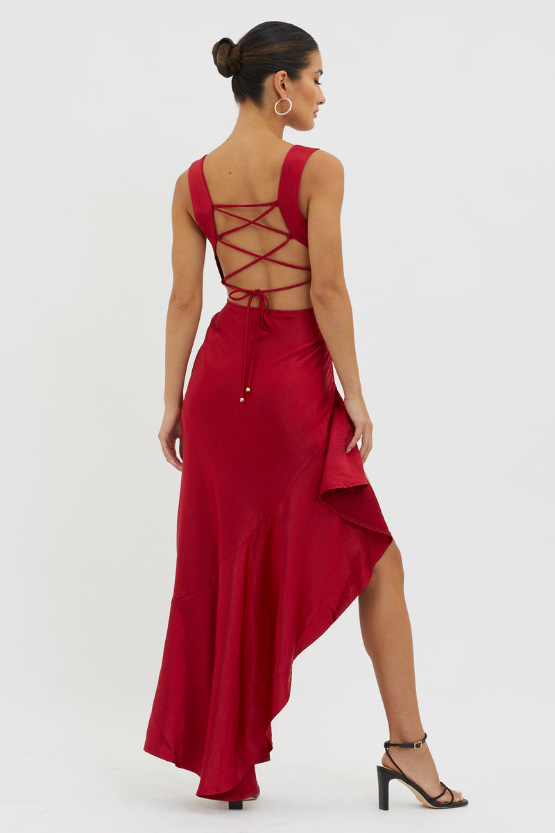 Firelights Lace-Up Back Maxi Dress Black