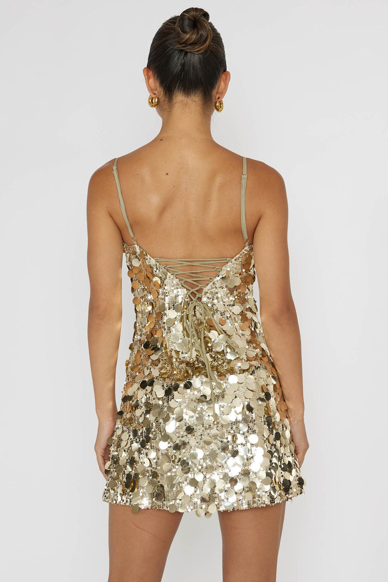 Sizzling Mirage Sequin Mini Dress Gold