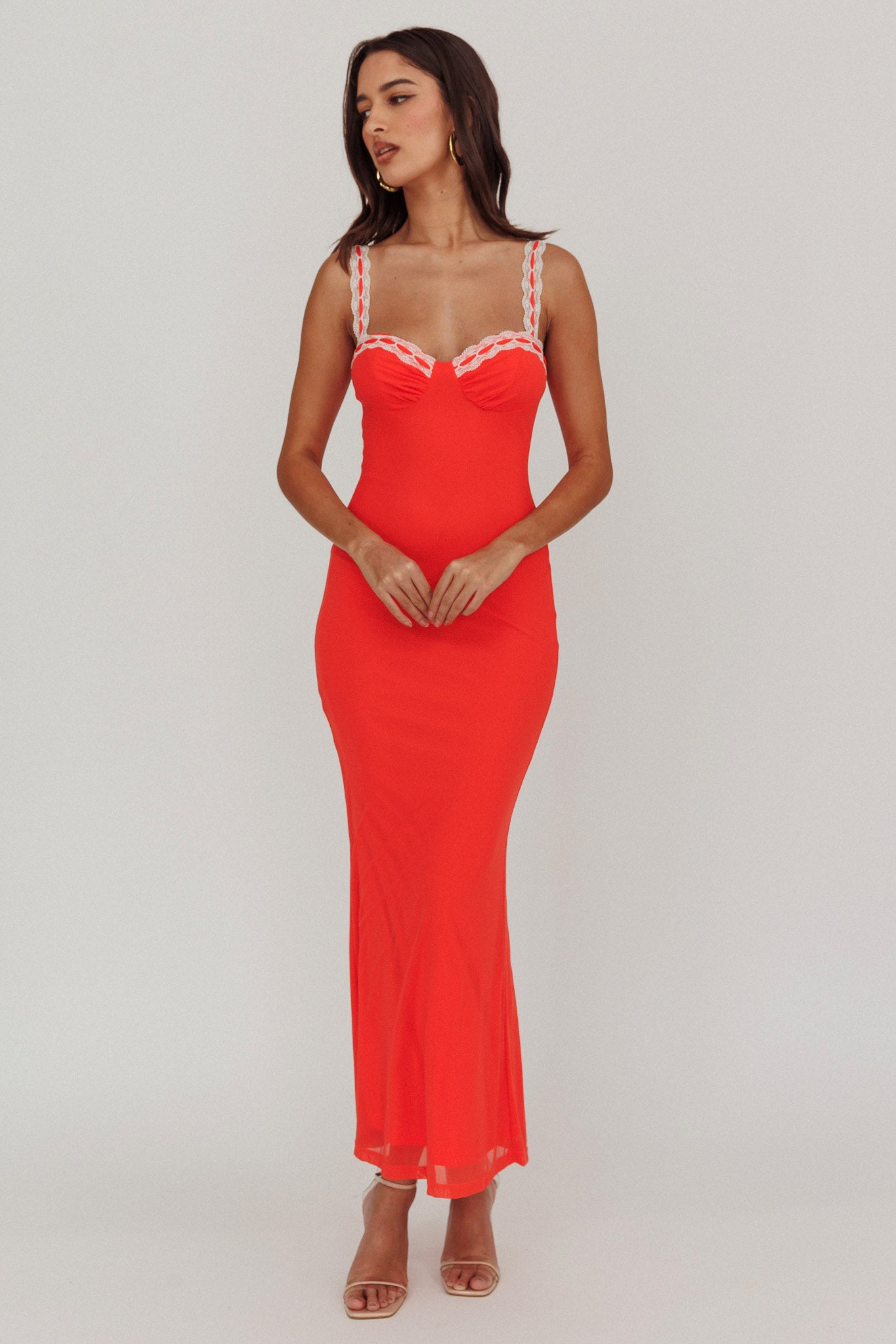 Girl Power Lace Strap Maxi Dress Red - XL Girl Power Lace Strap Maxi Dress Red - XL