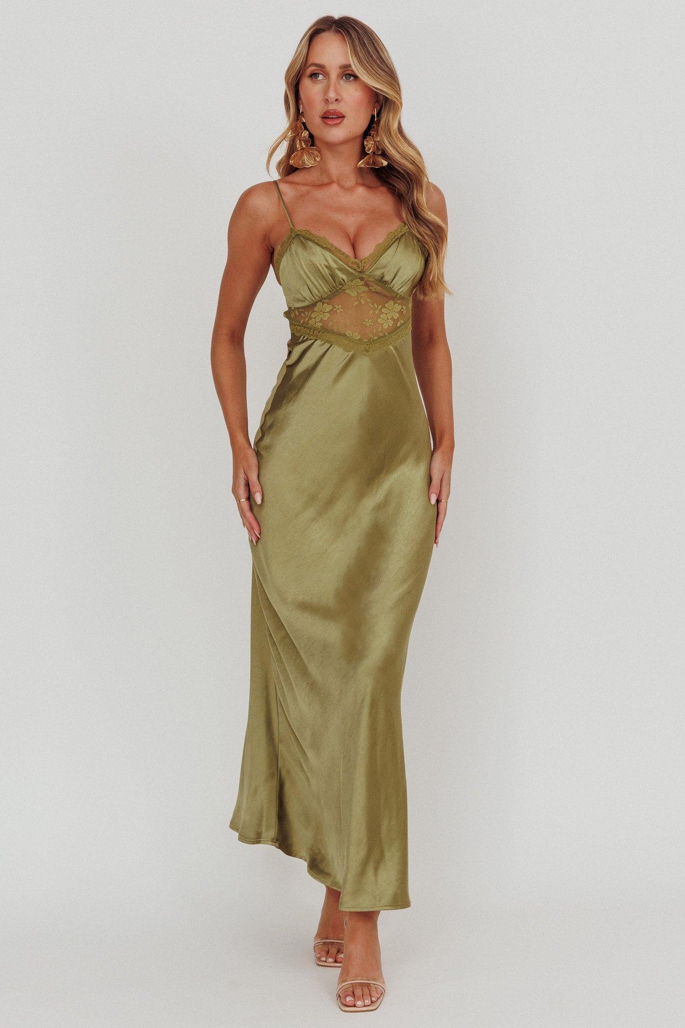 olive lace up dress Ardenisa