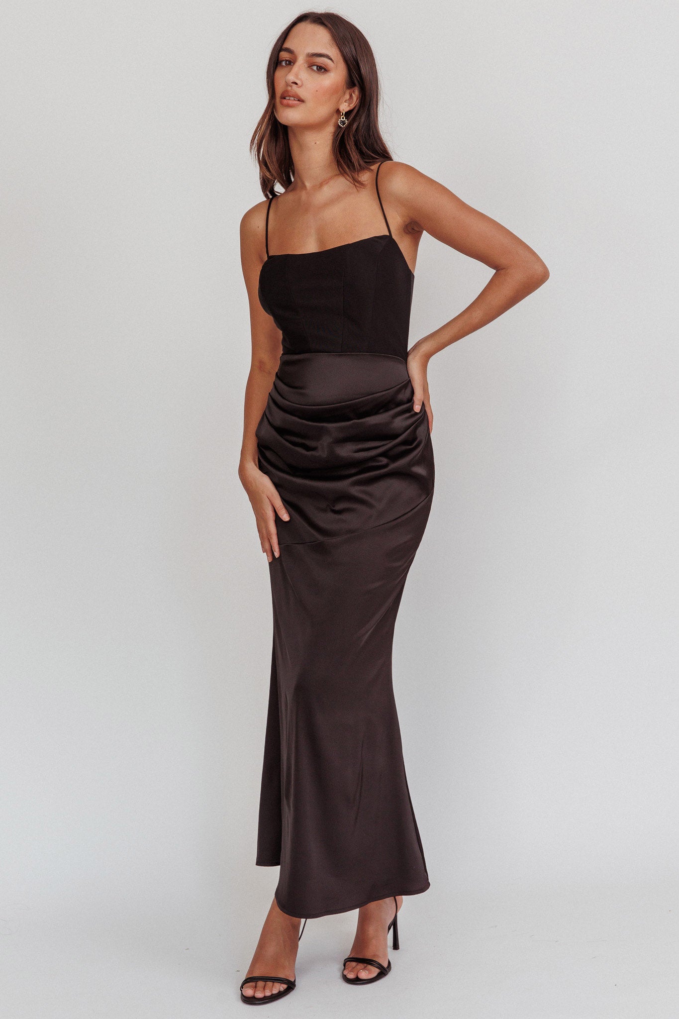 Morella Draped Waist Maxi Dress Black | Selfie Leslie Morella Draped Waist Maxi Dress Black | Selfie Leslie