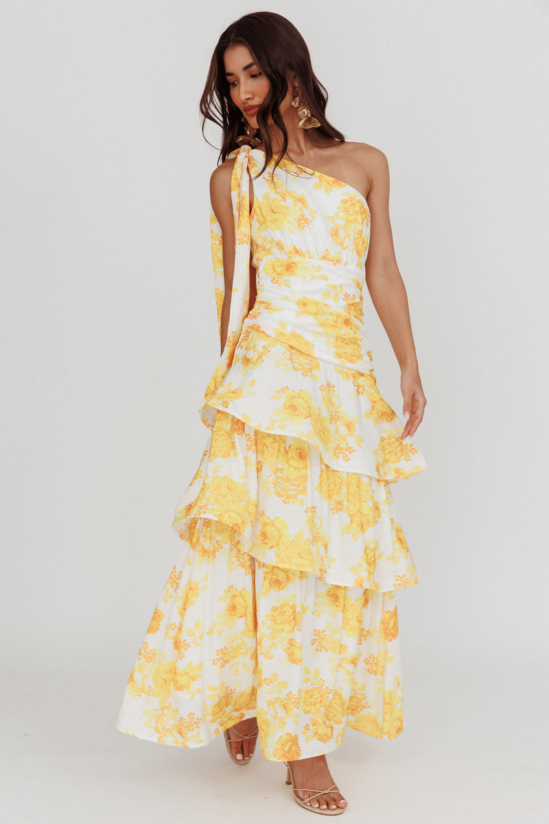 Emily One Shoulder Maxi Dress - Yellow main image 1