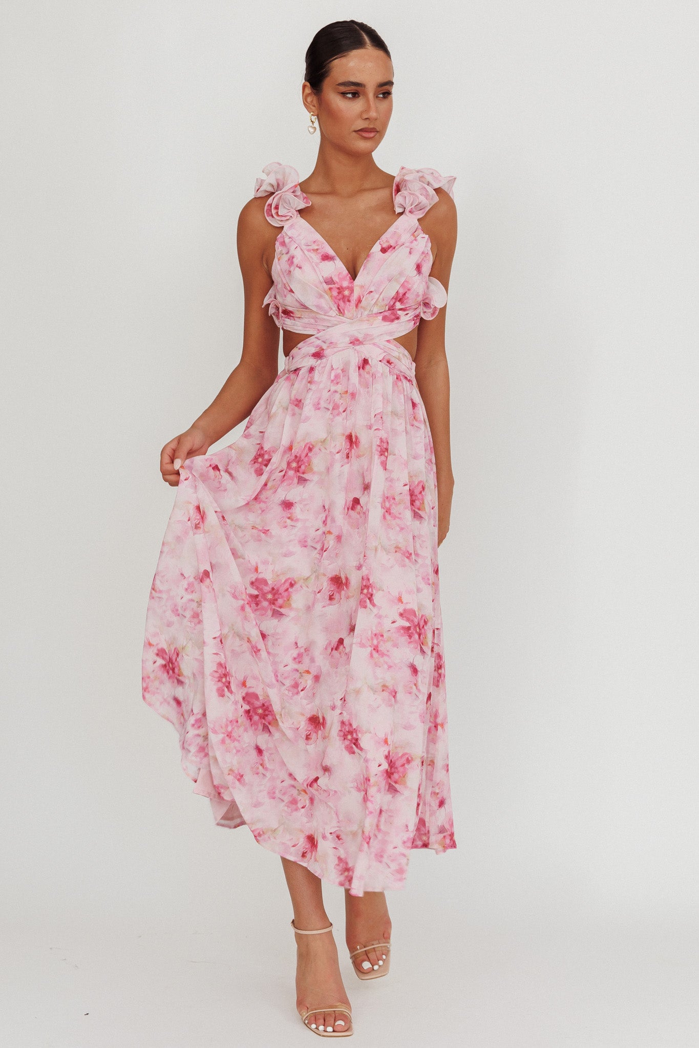 Madara Lace-Up Back Floral Maxi Dress Lilac - XL Madara Lace-Up Back Floral Maxi Dress Lilac - XL