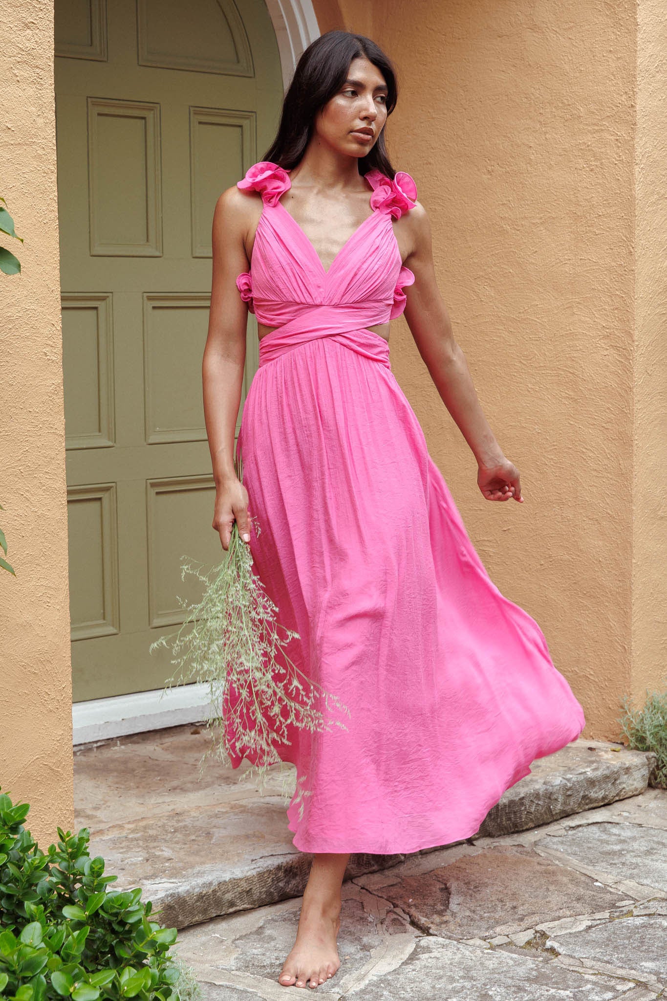 Madara Laced Back Ruffle Dress Hot Pink - XL Madara Laced Back Ruffle Dress Hot Pink - XL