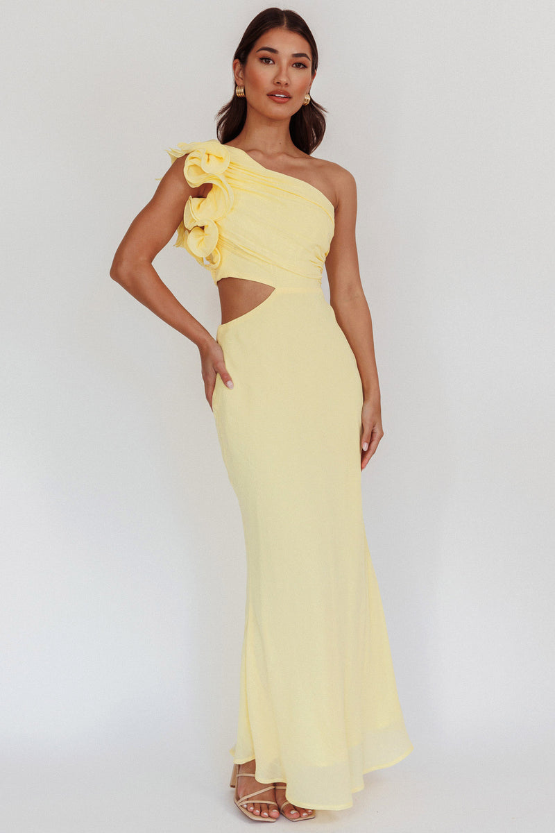 Deanna One-Shoulder Split Ruffle Maxi Dress Off White main image 1