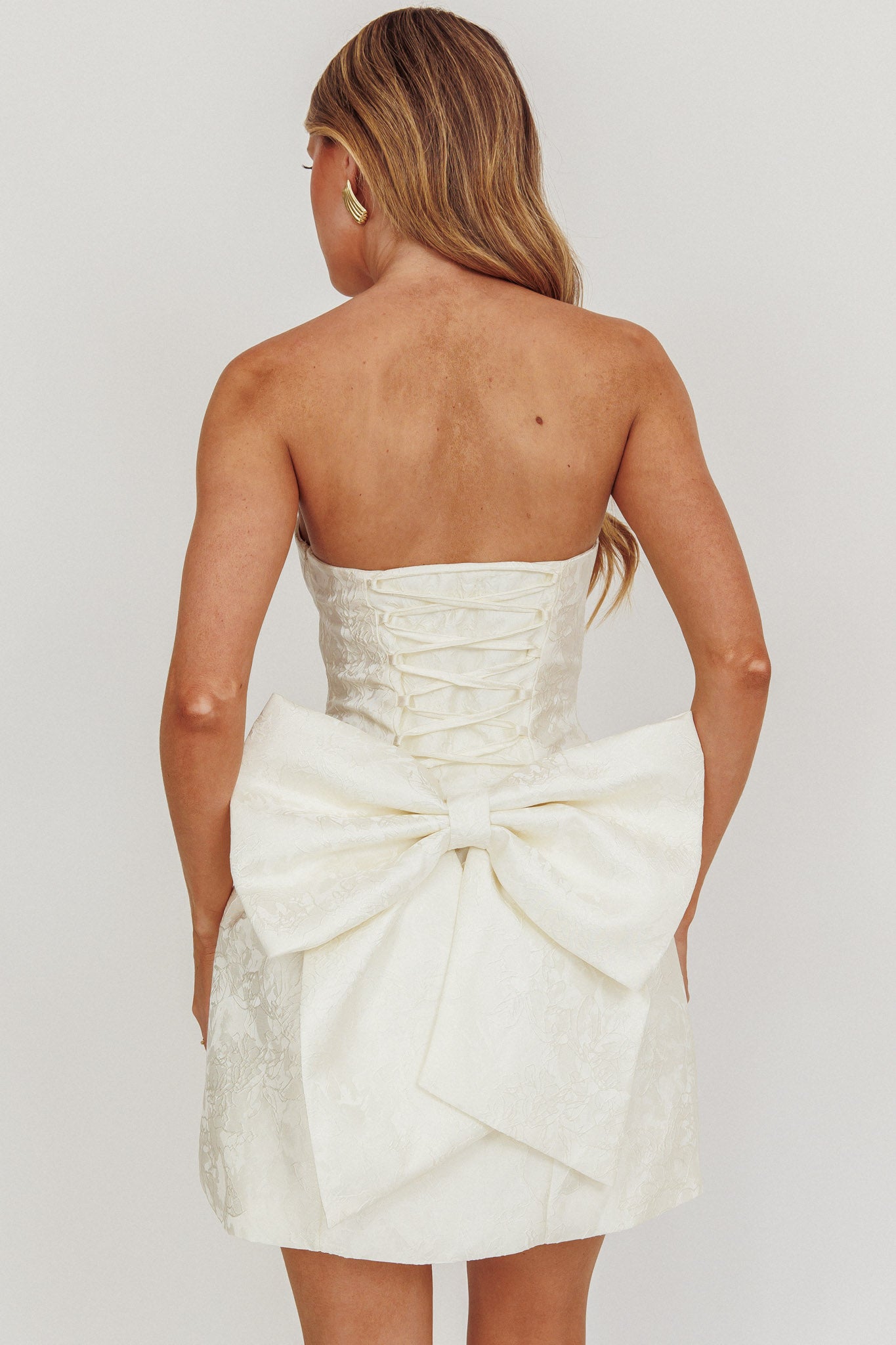 Melty Kisses Bow Mini Dress Cream - XL Melty Kisses Bow Mini Dress Cream - XL