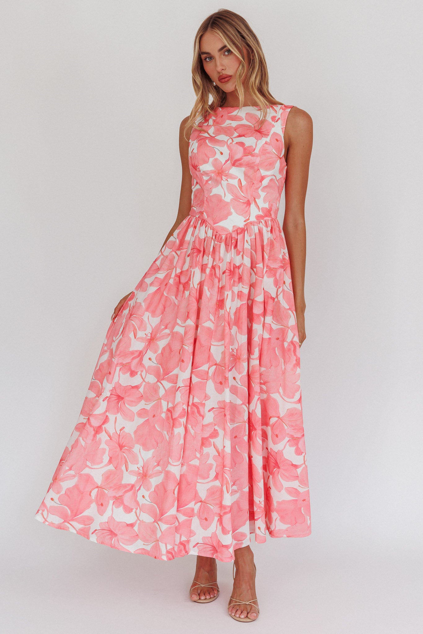 low back floral maxi dress Bandeau Low Back Detail Maxi Dress In Multi Floral Print | EGO US