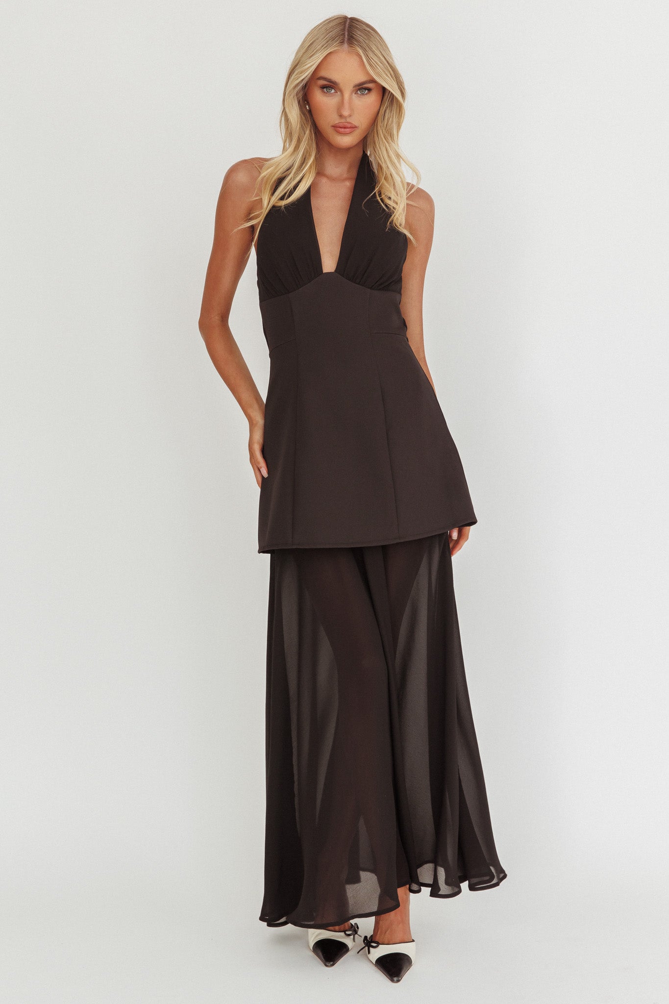 Opulent Halterneck Layered Maxi Dress Black - XS Opulent Halterneck Layered Maxi Dress Black - XS