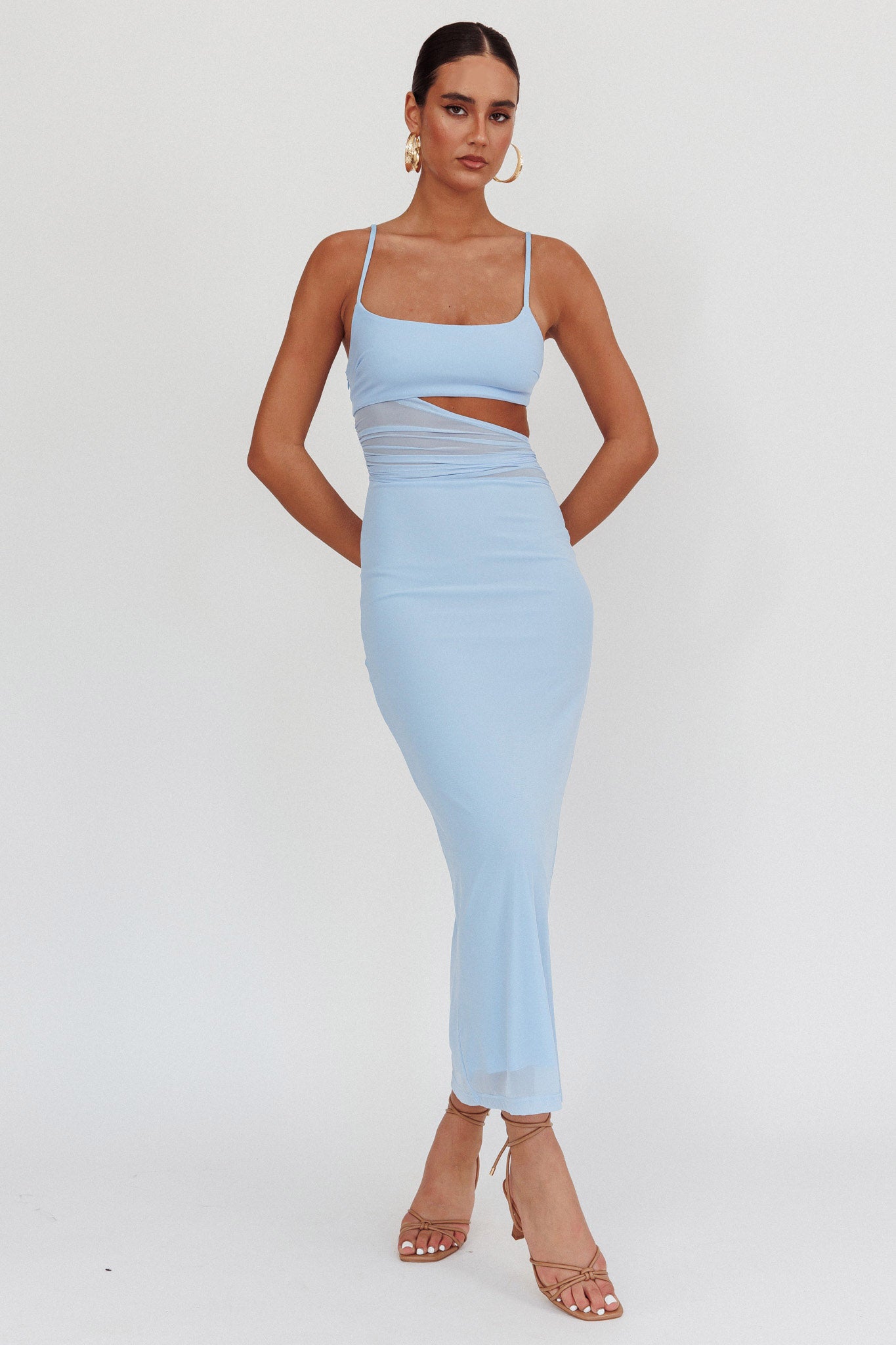 Romany Cut-Out Waist Maxi Dress Light Blue Romany Cut-Out Waist Maxi Dress Light Blue