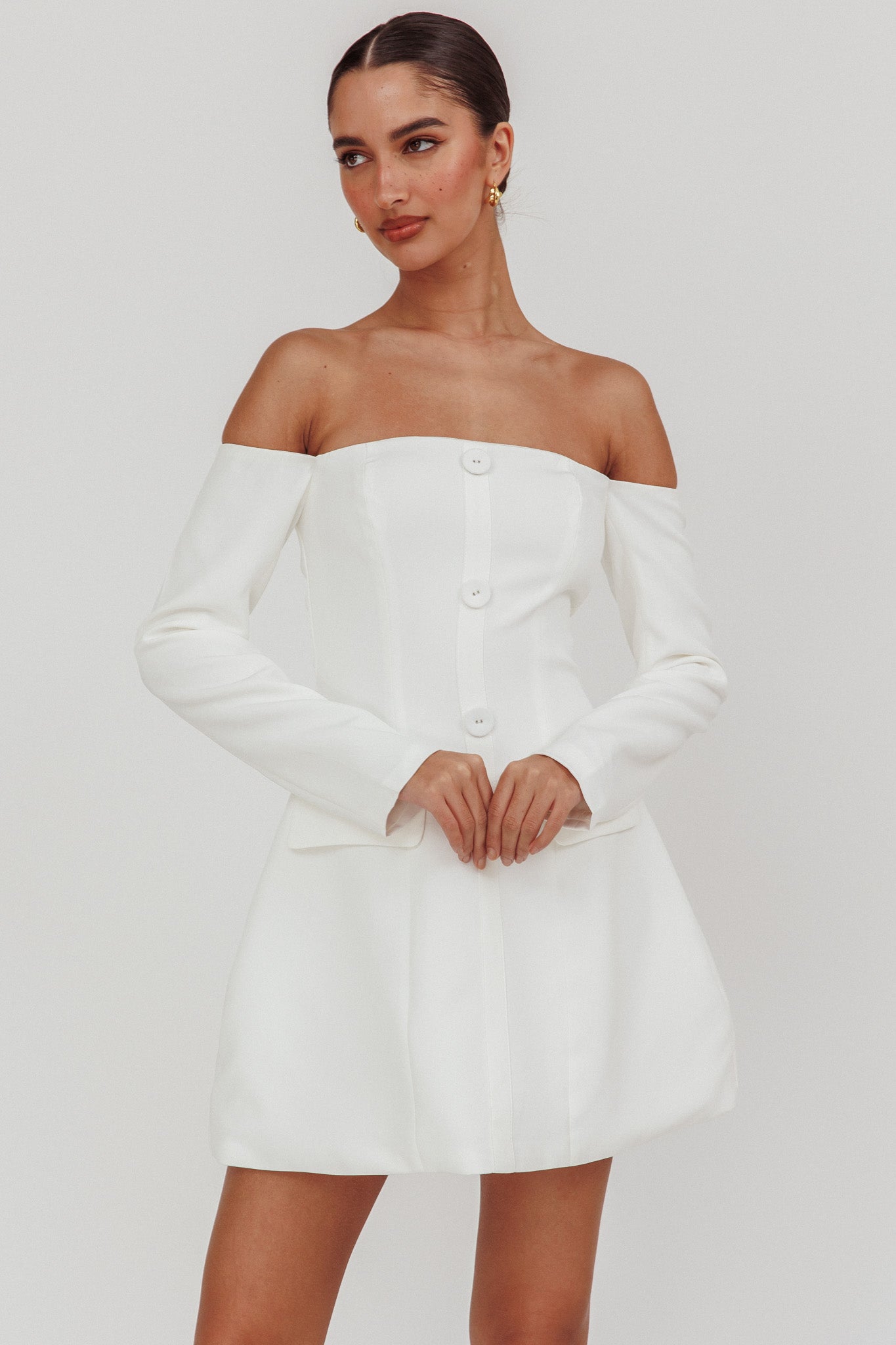 cherry off the shoulder dress Cherry Wine Off Shoulder Mini Dress White