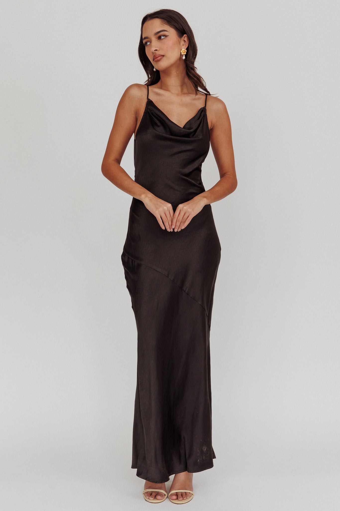 Noreen Cut-Out Back Maxi Dress Black Selfie Leslie Noreen Cut-Out Back Maxi Dress Black Selfie Leslie