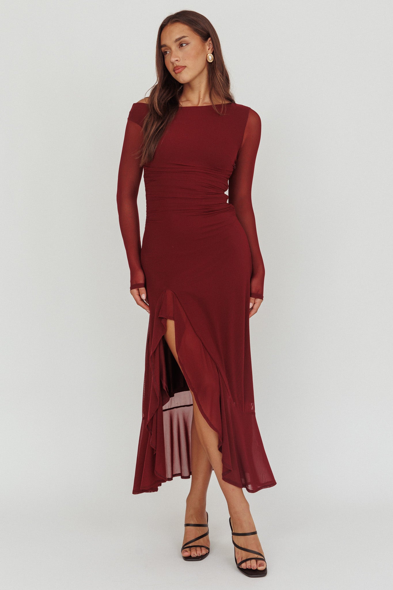 Moonlit Magic Long Sleeve Maxi Dress Wine - M Moonlit Magic Long Sleeve Maxi Dress Wine - M