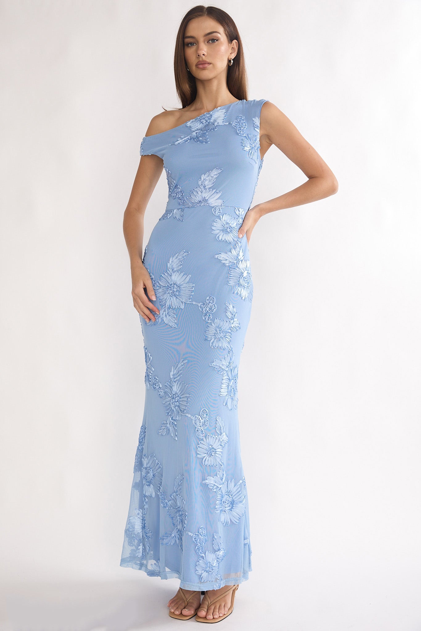 Moonlit Magic Asymmetric Neckline Embellished Maxi Dress Blue Selfie Leslie Moonlit Magic Asymmetric Neckline Embellished Maxi Dress Blue Selfie Leslie