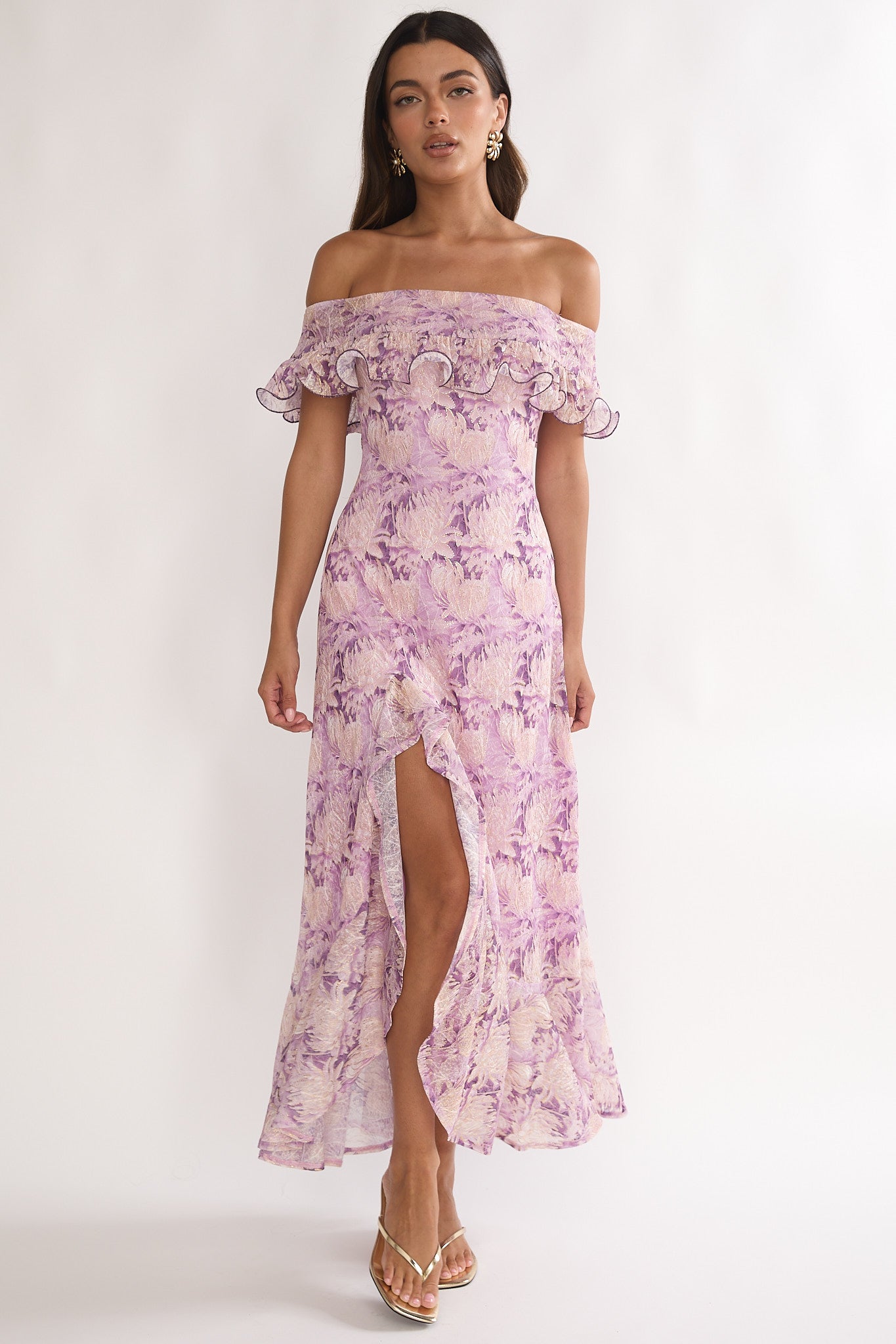 Moonlit Magic Off-Shoulder Maxi Dress Floral Dress | Selfie Leslie