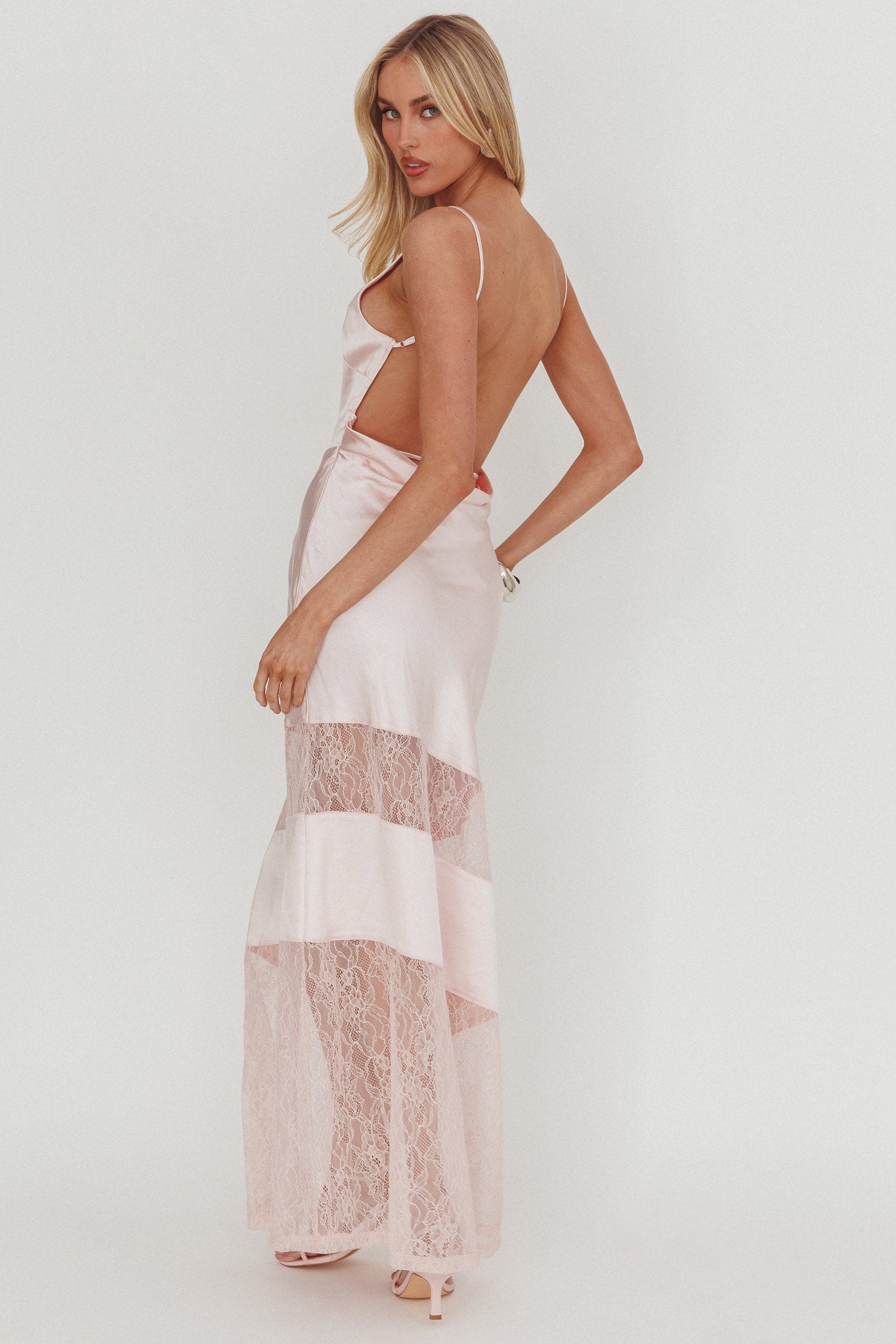 Helsi Low Back Lace Insert Maxi Dress Pink - S Helsi Low Back Lace Insert Maxi Dress Pink - S