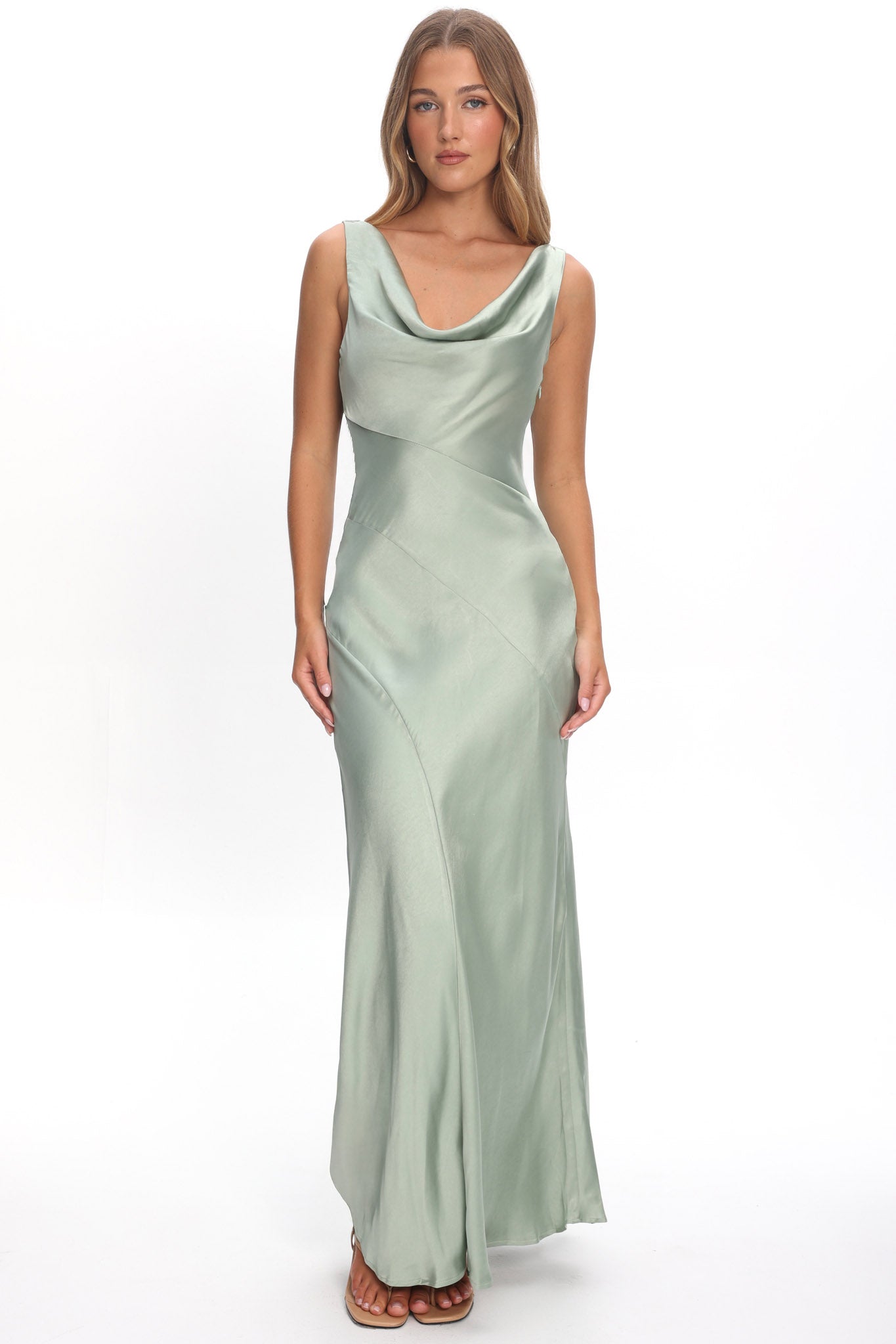 strapless open back dress Open back cowl bias gown main image 1