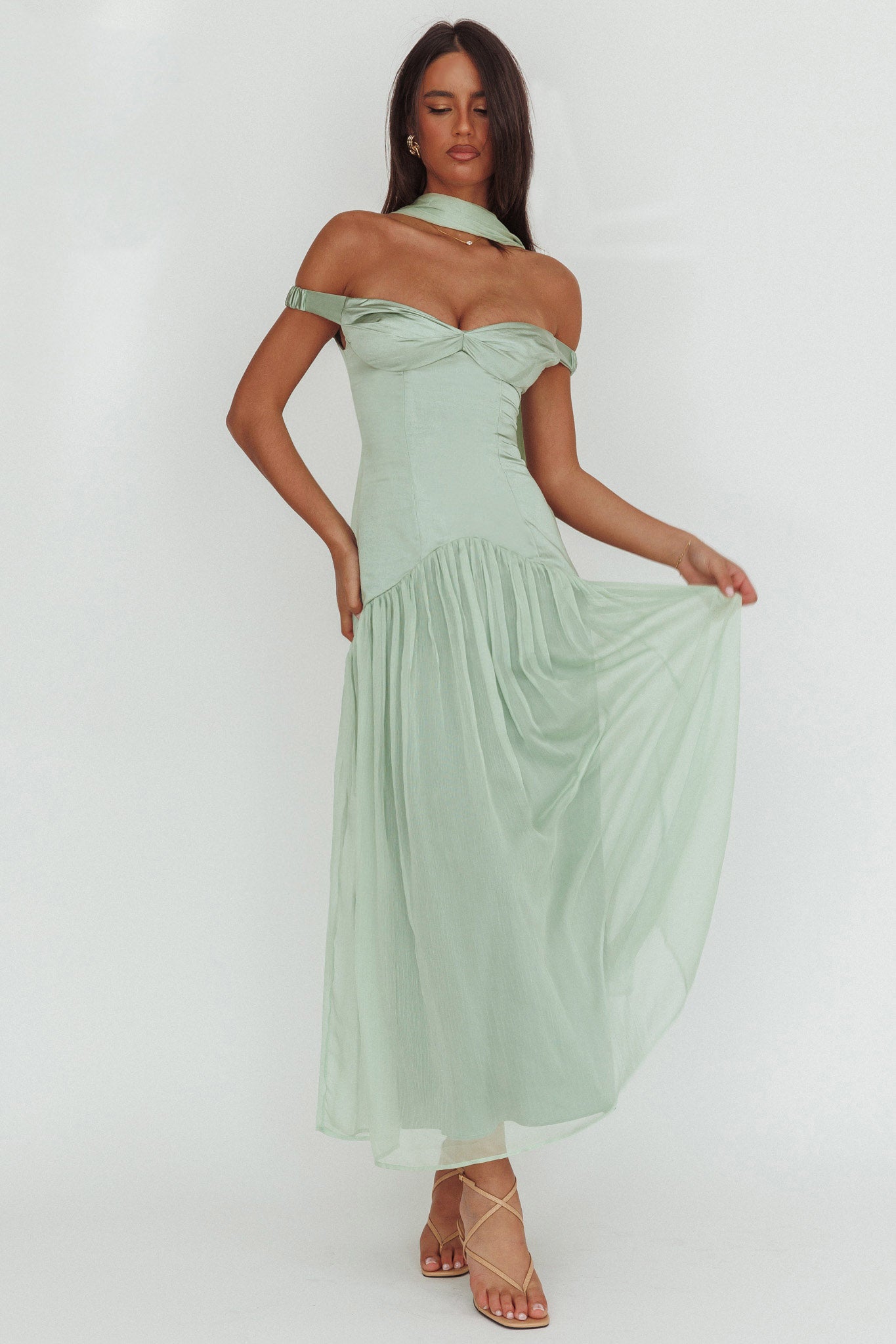Kaycee Drop Waist Maxi Dress Sage Kaycee Drop Waist Maxi Dress Sage