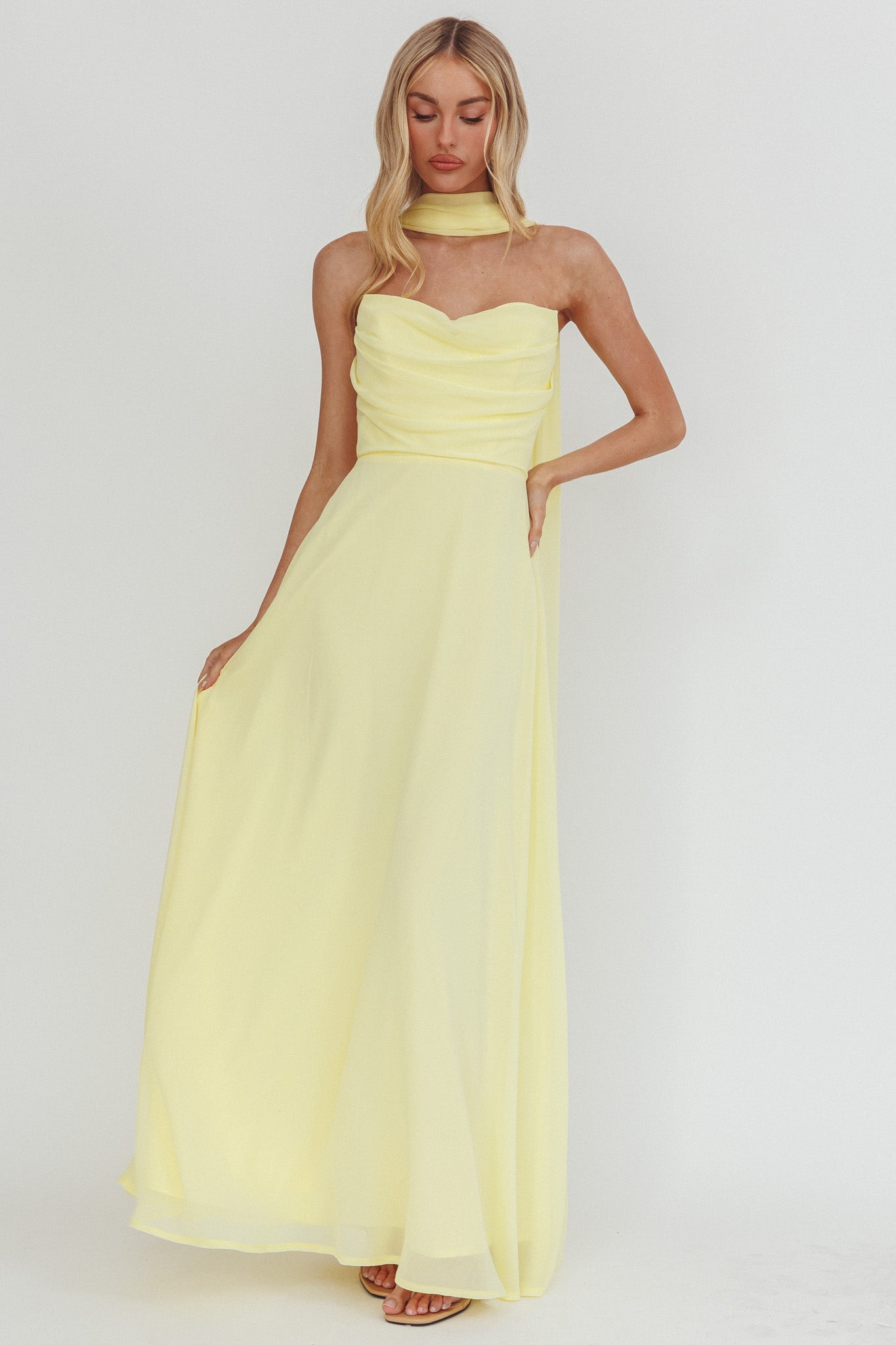 Kaycee Strapless Scarf Maxi Dress Yellow - XL Kaycee Strapless Scarf Maxi Dress Yellow - XL