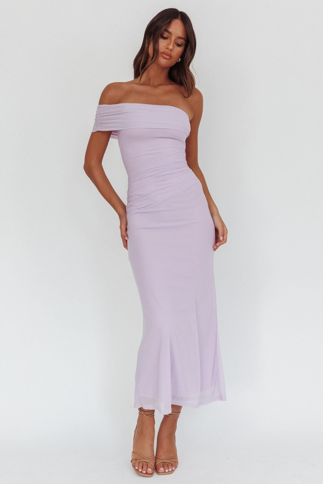 purple one shoulder maxi dress Gala One-Shoulder Maxi Dress Lilac