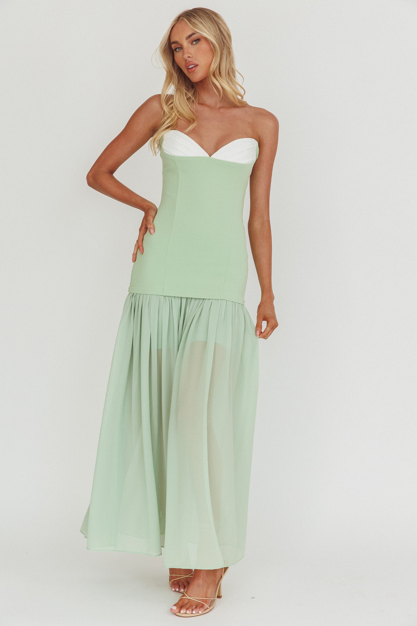 sheer hem maxi dress Mireya One-Shoulder Sheer Hem Maxi Dress Red