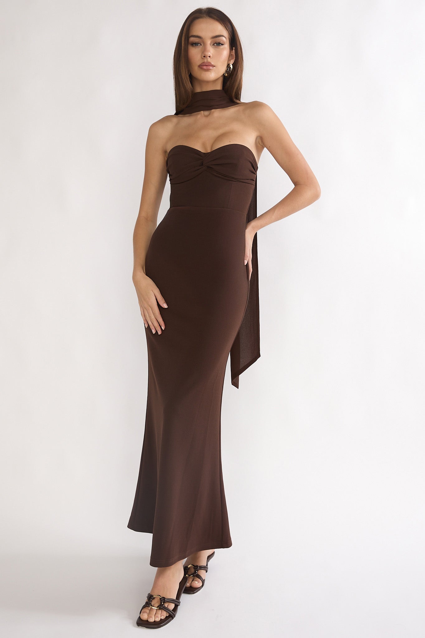 maxi dress chocolate Of The Night Twist Bust Maxi Dress Chocolate