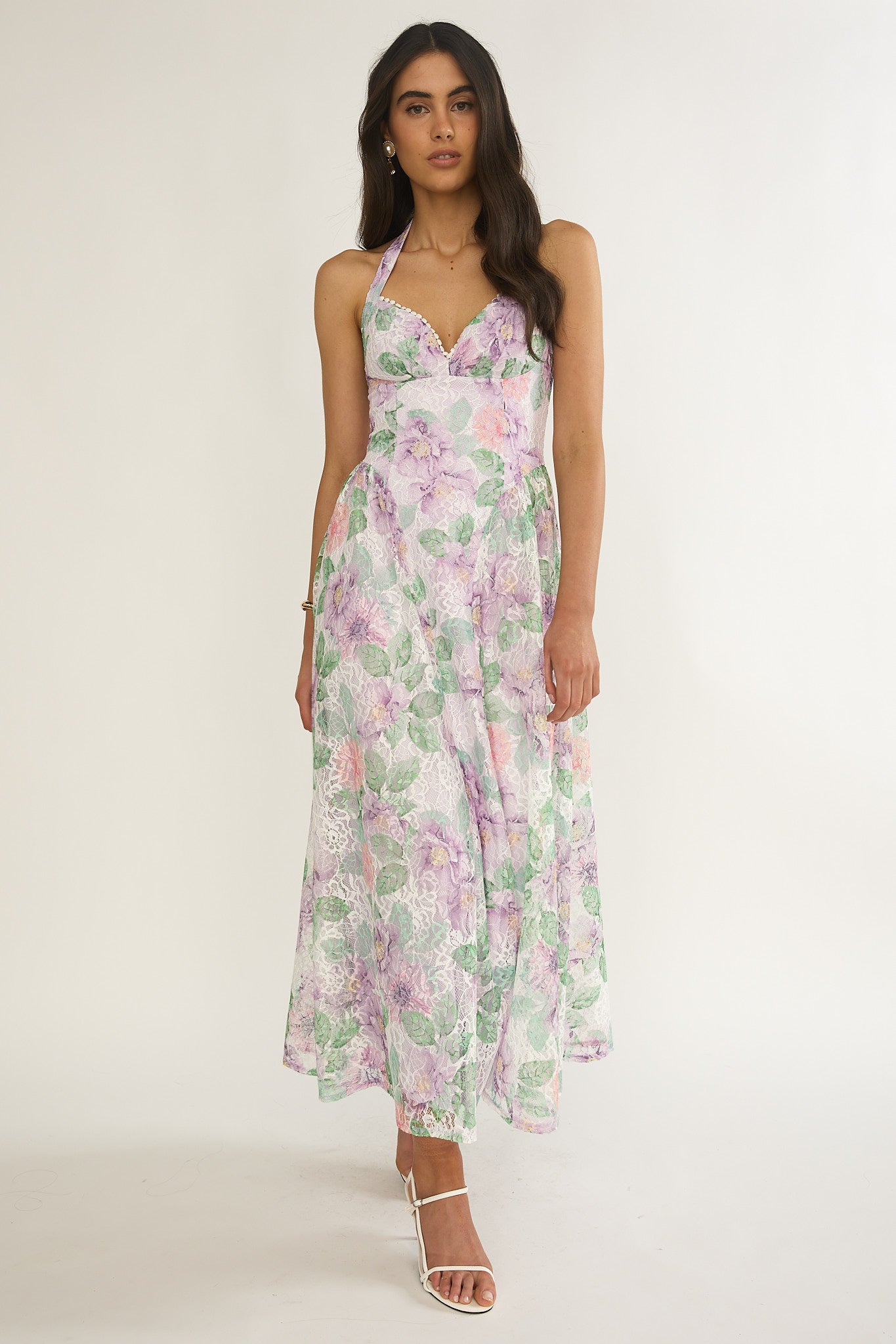 Florent Sweetheart Halterneck Maxi Dress Lace Lilac - XL Florent Sweetheart Halterneck Maxi Dress Lace Lilac - XL