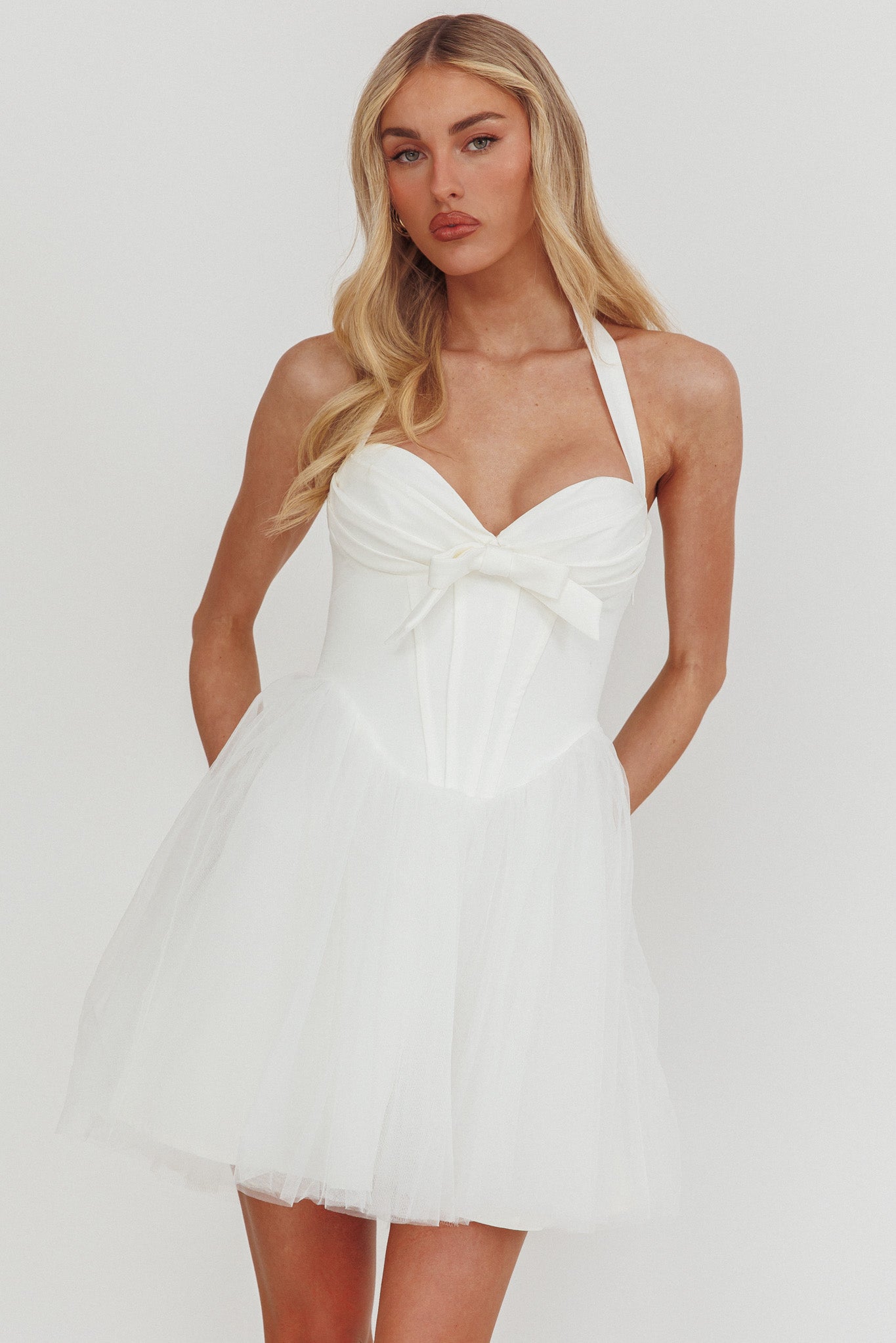 Princessa Sweetheart Neckline Halter Mini Dress White - XS Princessa Sweetheart Neckline Halter Mini Dress White - XS