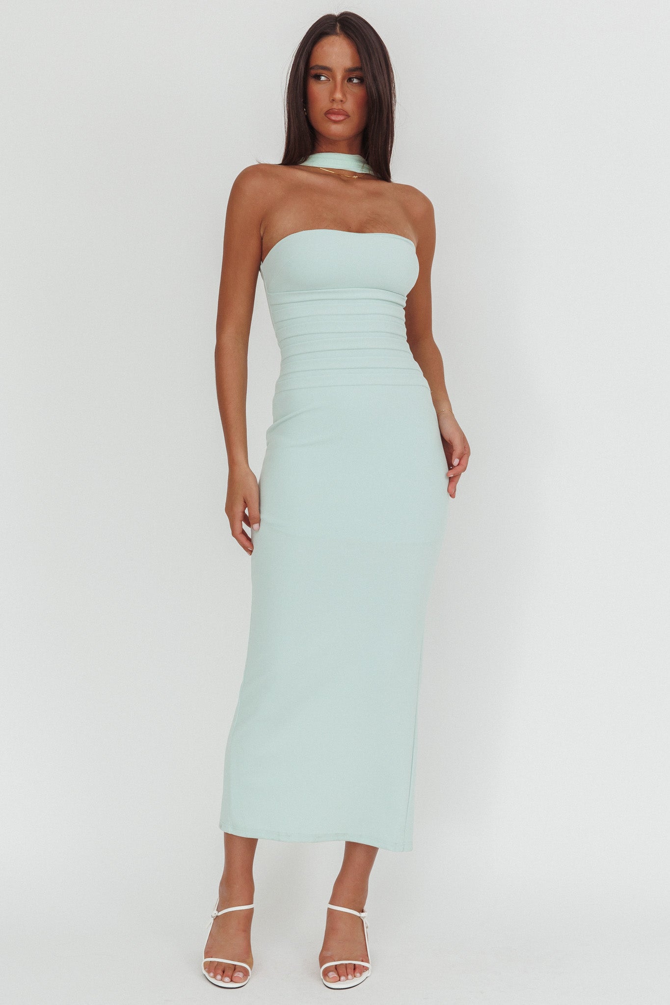 Luna Sol Reverse Halter Maxi Dress Mint - S Luna Sol Reverse Halter Maxi Dress Mint - S