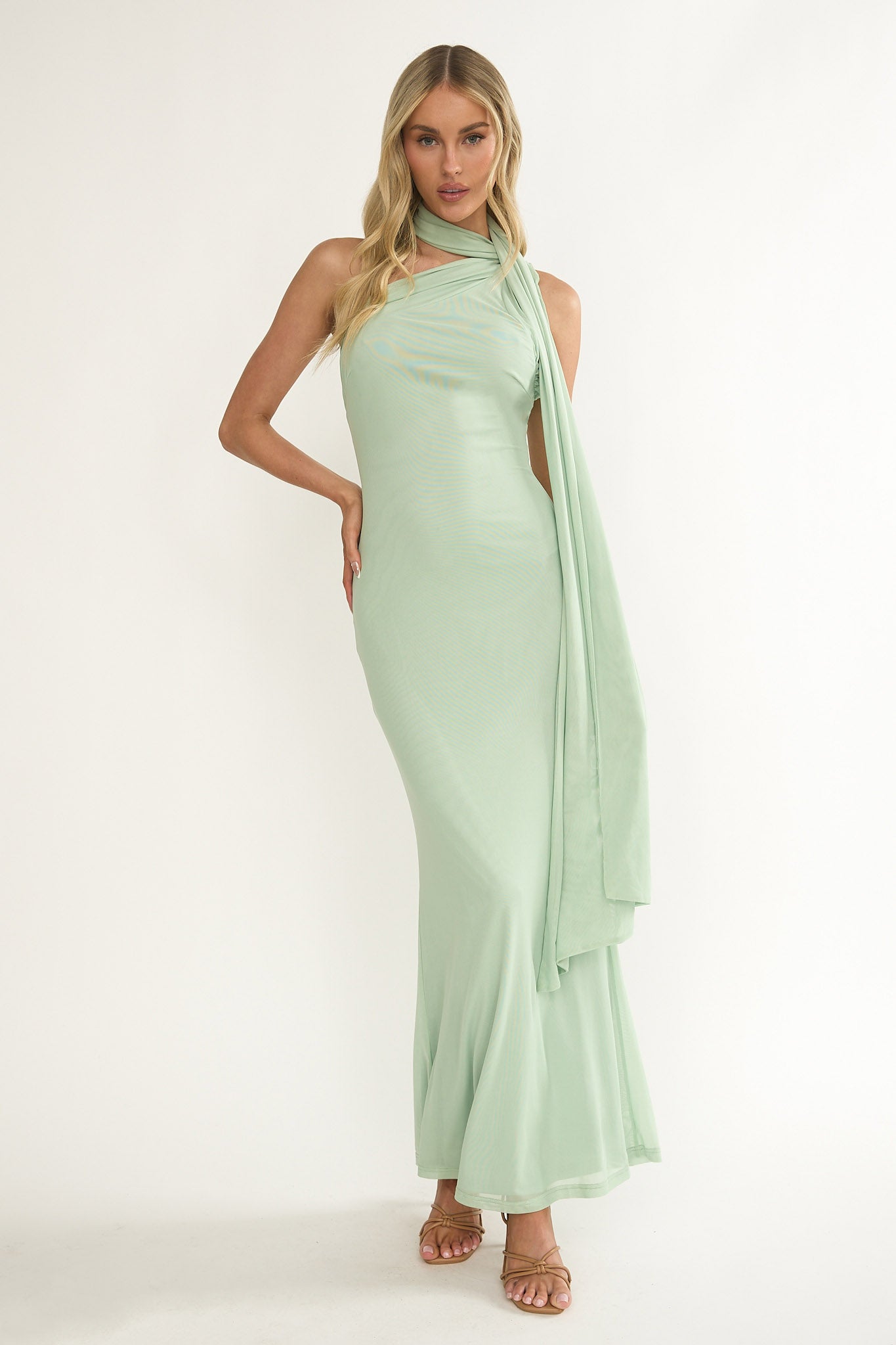 one shoulder dress with neck scarf Navy Coast One Shoulder Maxi Bridesmaid Dress with Neck Scarf
