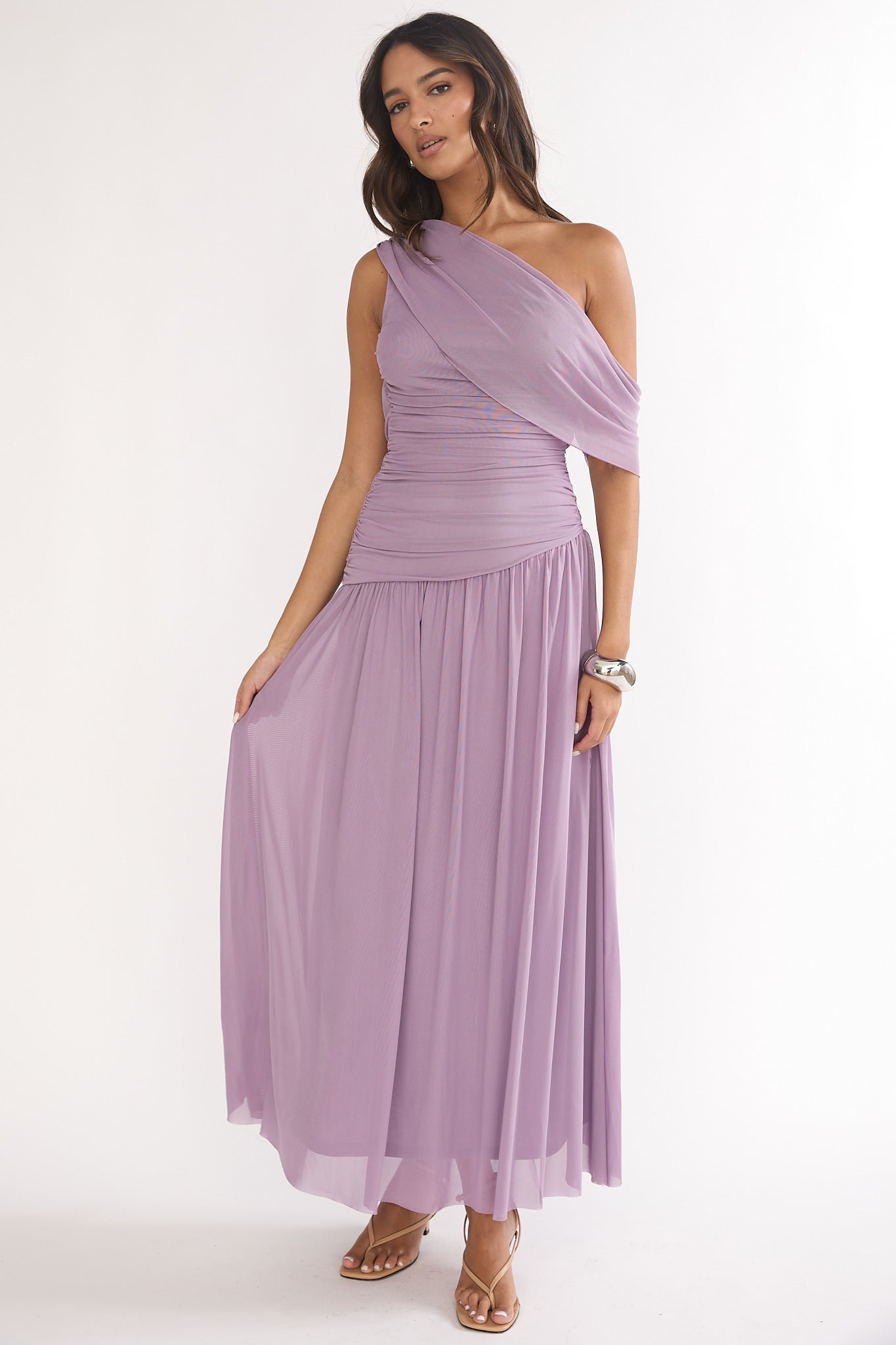 Amretha Asymmetric Neckline Maxi Dress Amethyst - S Amretha Asymmetric Neckline Maxi Dress Amethyst - S