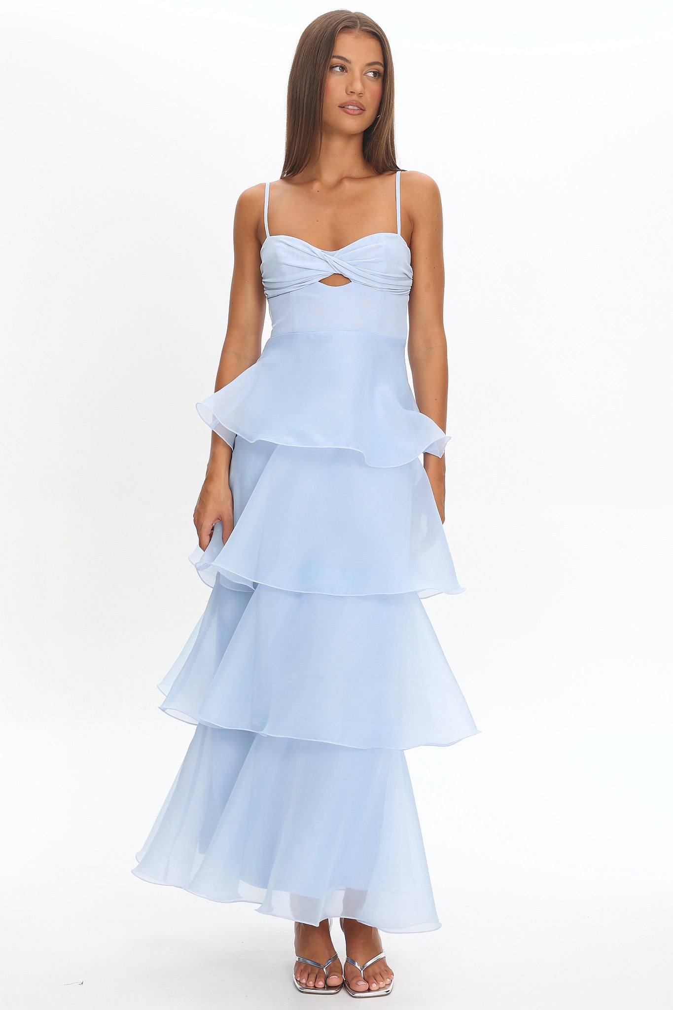 Margarida Layered Sweetheart Neckline Maxi Dress Blue - S Margarida Layered Sweetheart Neckline Maxi Dress Blue - S