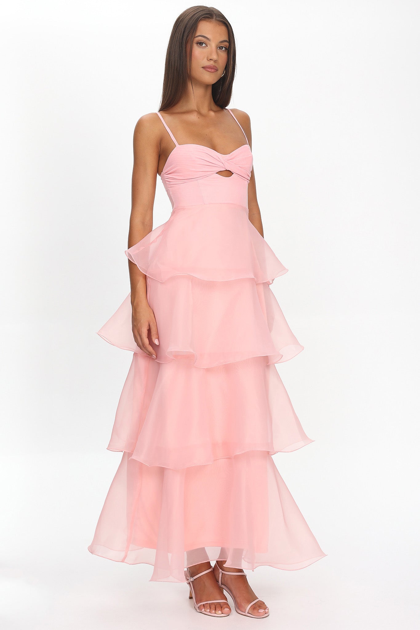 Margarida Layered Sweetheart Neckline Maxi Dress Pink Margarida Layered Sweetheart Neckline Maxi Dress Pink