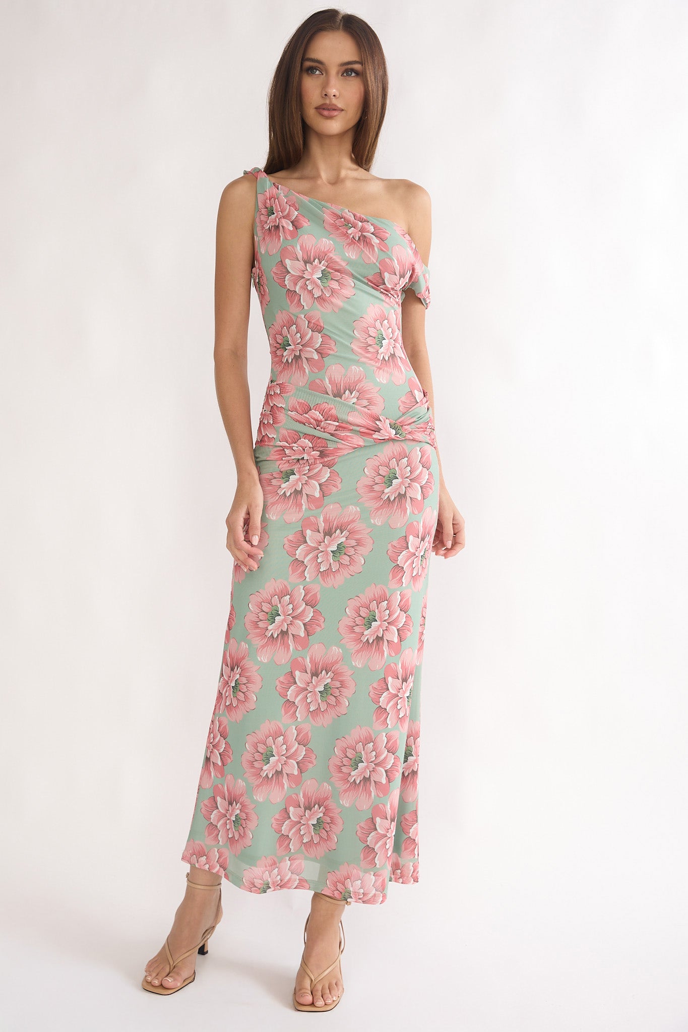floral asymmetrical dress Harla Asymmetric Neckline Maxi Dress Floral
