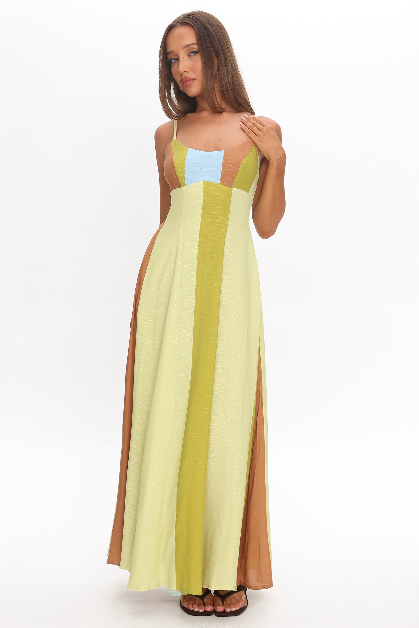 gold long dresses for prom Sparkle Champagne Gold Long Prom Dresses with Straps ARD2101 main image 0