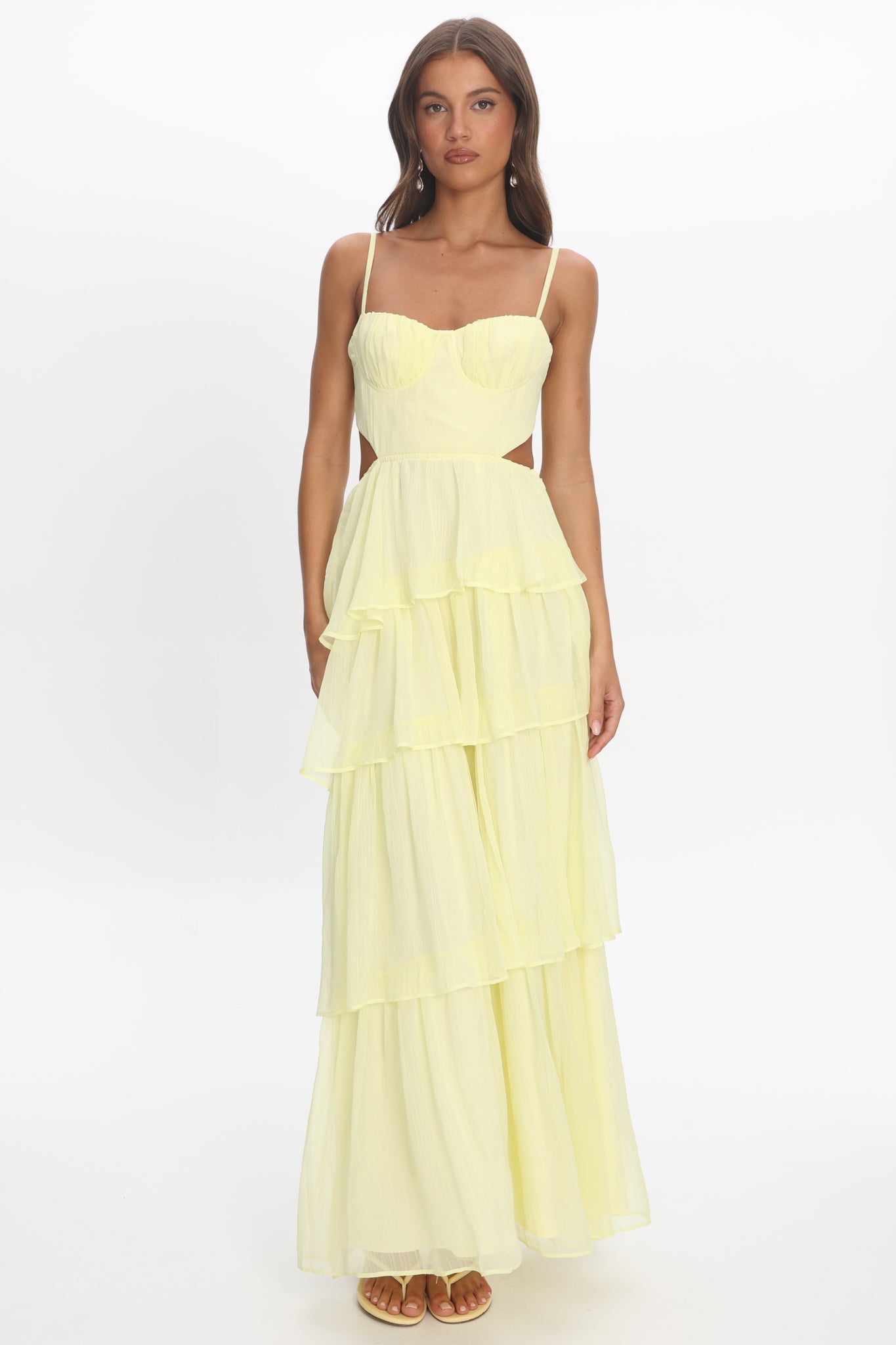 tiered cut out maxi dress Vianne Tiered Cut-Out Maxi Dress Butter