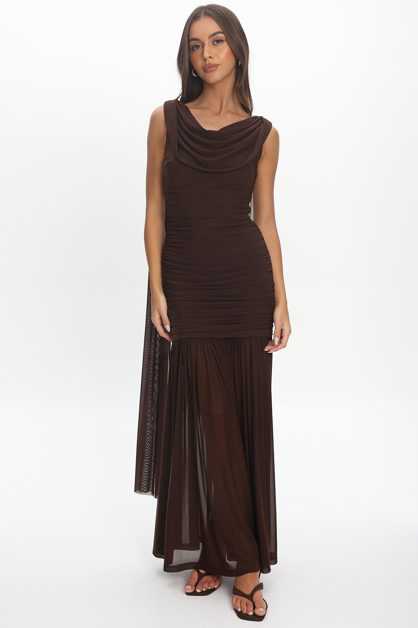 draped sheer waist maxi dress Lizbeth Maxi Dress
